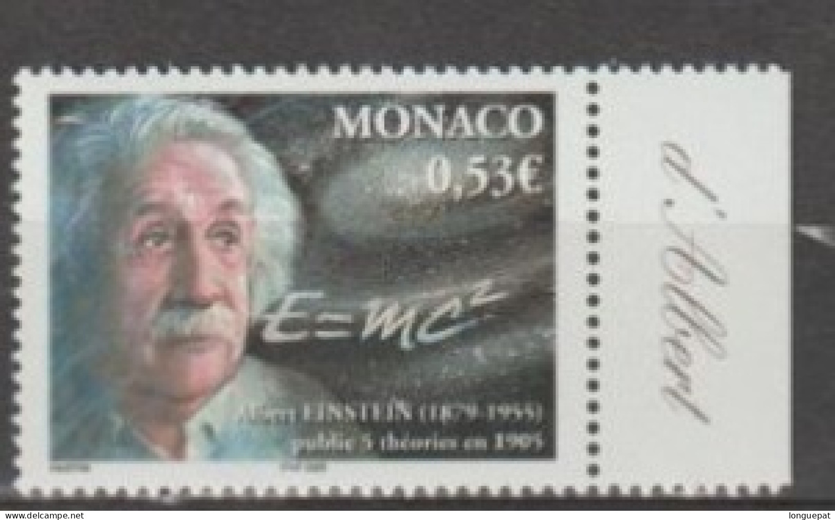 MONACO - Sciences - Albert EINSTEIN, 50 Ans De Sa Mort - Portrait Et Formule E = Mc2 - Markenheftchen