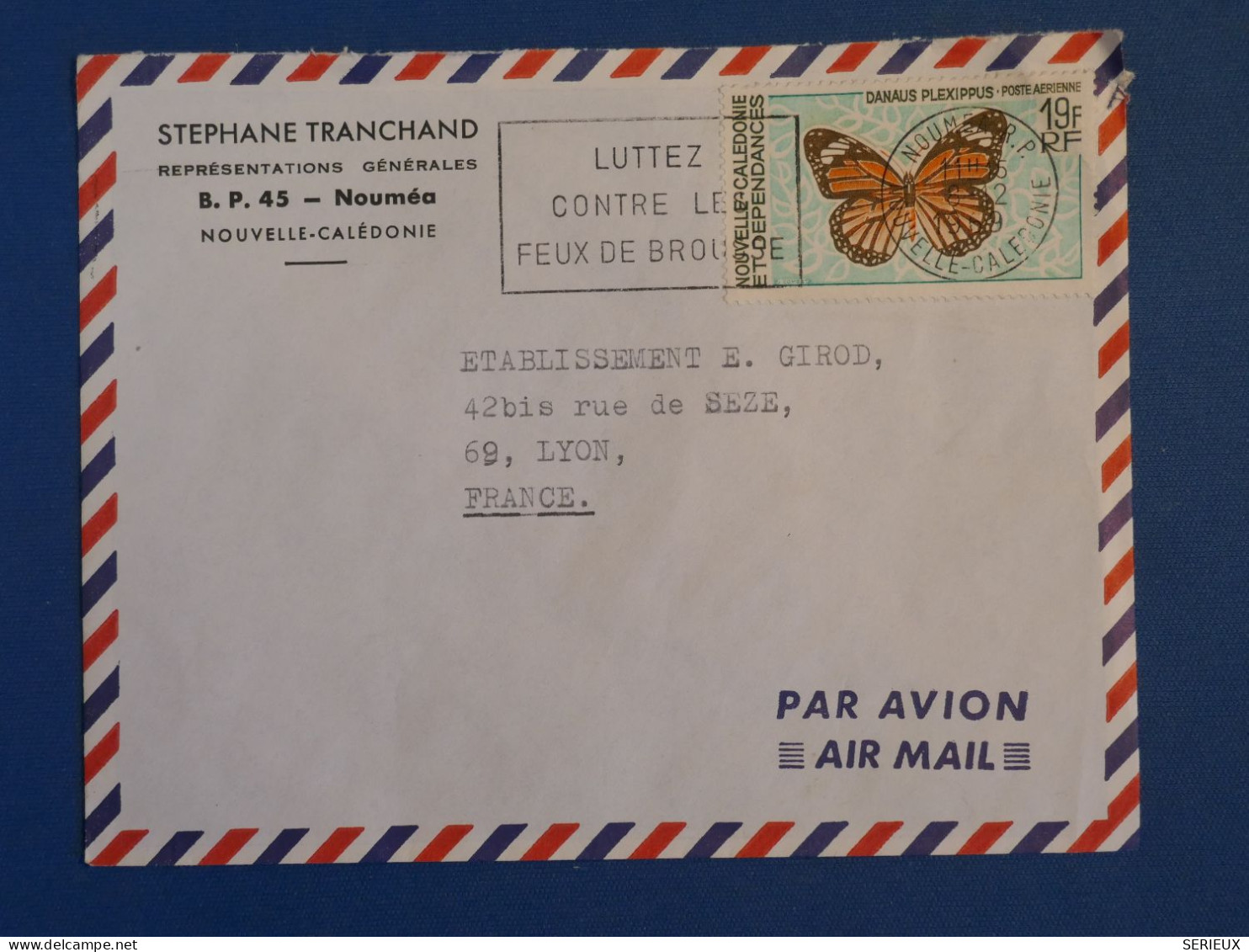 DC2 NOUVELLE CALEDONIE  BELLE LETTRE PRIVEE  1969 NOUMEA  A LYON FRANCE +PA N°92  19F +AFF.  INTERESSANT++ - Brieven En Documenten