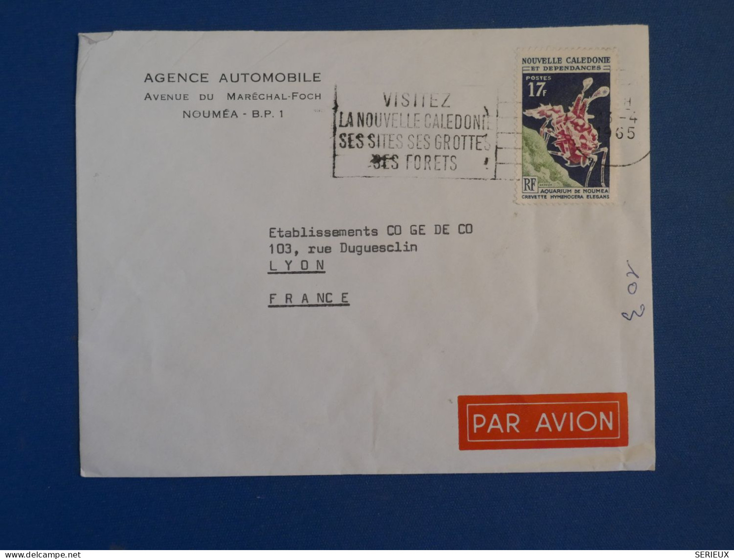 DC2 NOUVELLE CALEDONIE  BELLE LETTRE PRIVEE  1965 NOUMEA  A LYON FRANCE +N°324  17F +AFF.  INTERESSANT++ - Lettres & Documents