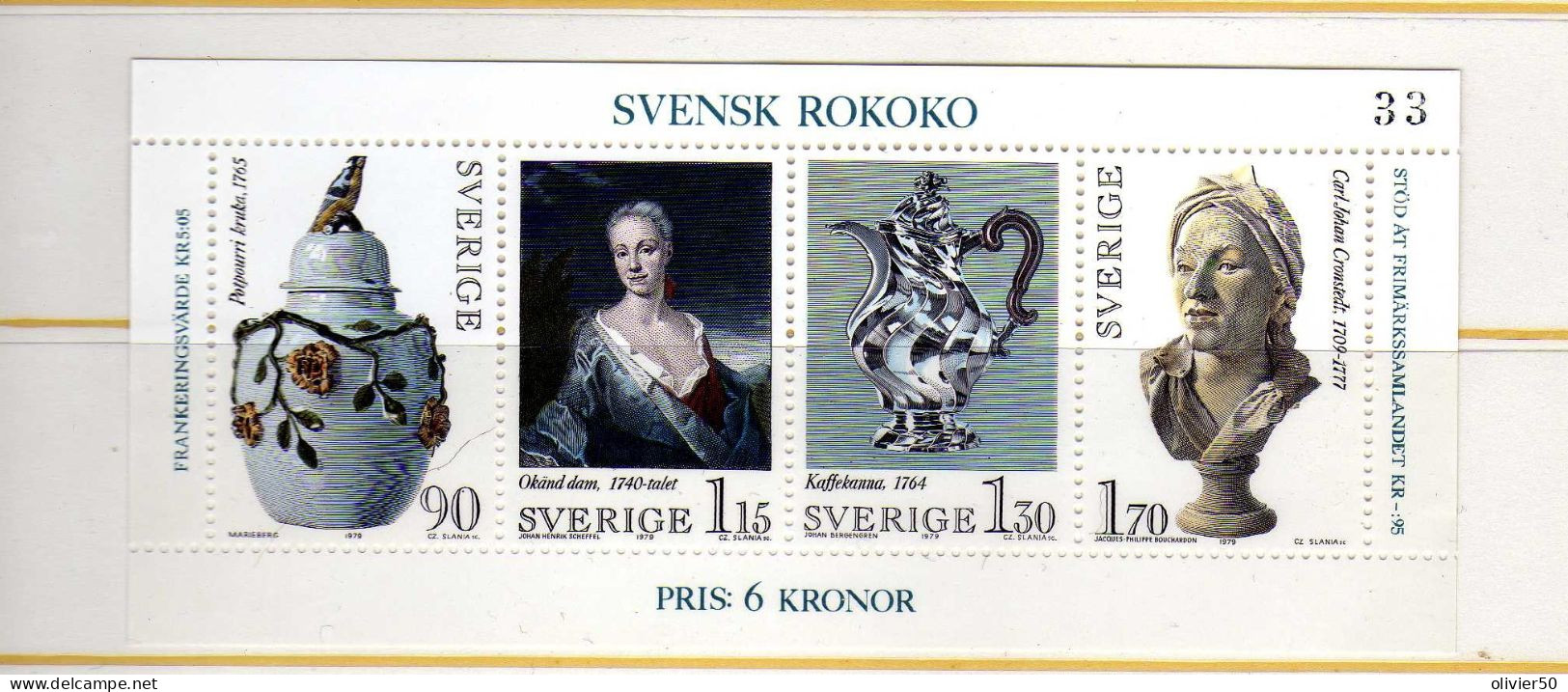 Suede (1979)  - BF Epoque Rococo Suedoise  -  Neufs** - MNH - Blocks & Sheetlets