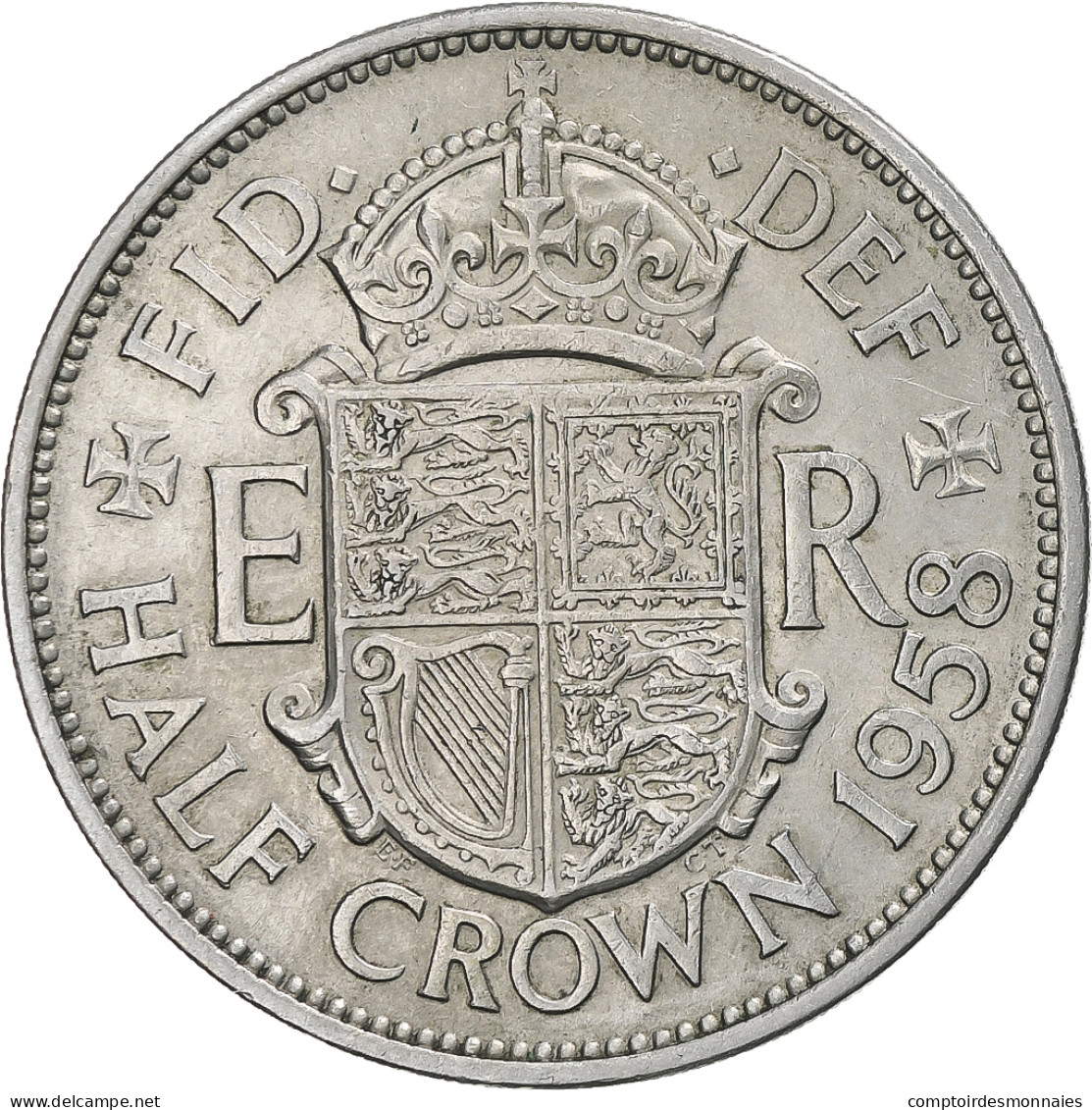 Monnaie, Grande-Bretagne, Elizabeth II, 1/2 Crown, 1958, TTB+, Cupro-nickel - K. 1/2 Crown