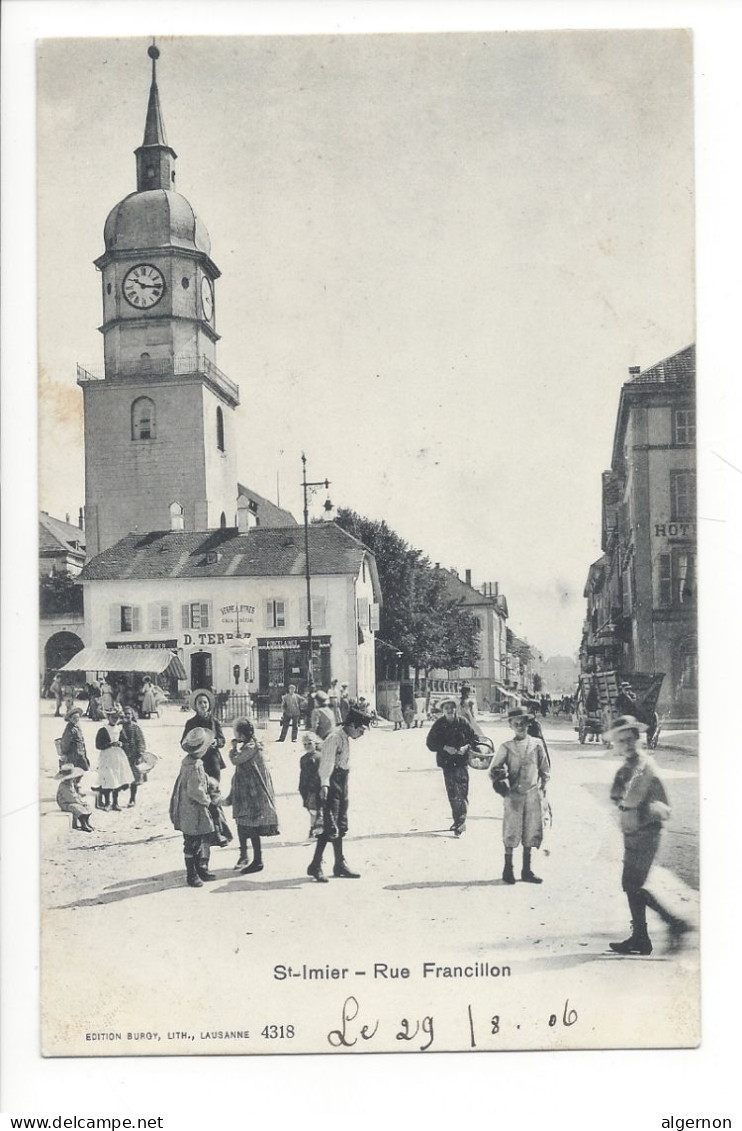 31357 -  St-Imier Rue Francillon Circulée 1905 Animée - Saint-Imier 