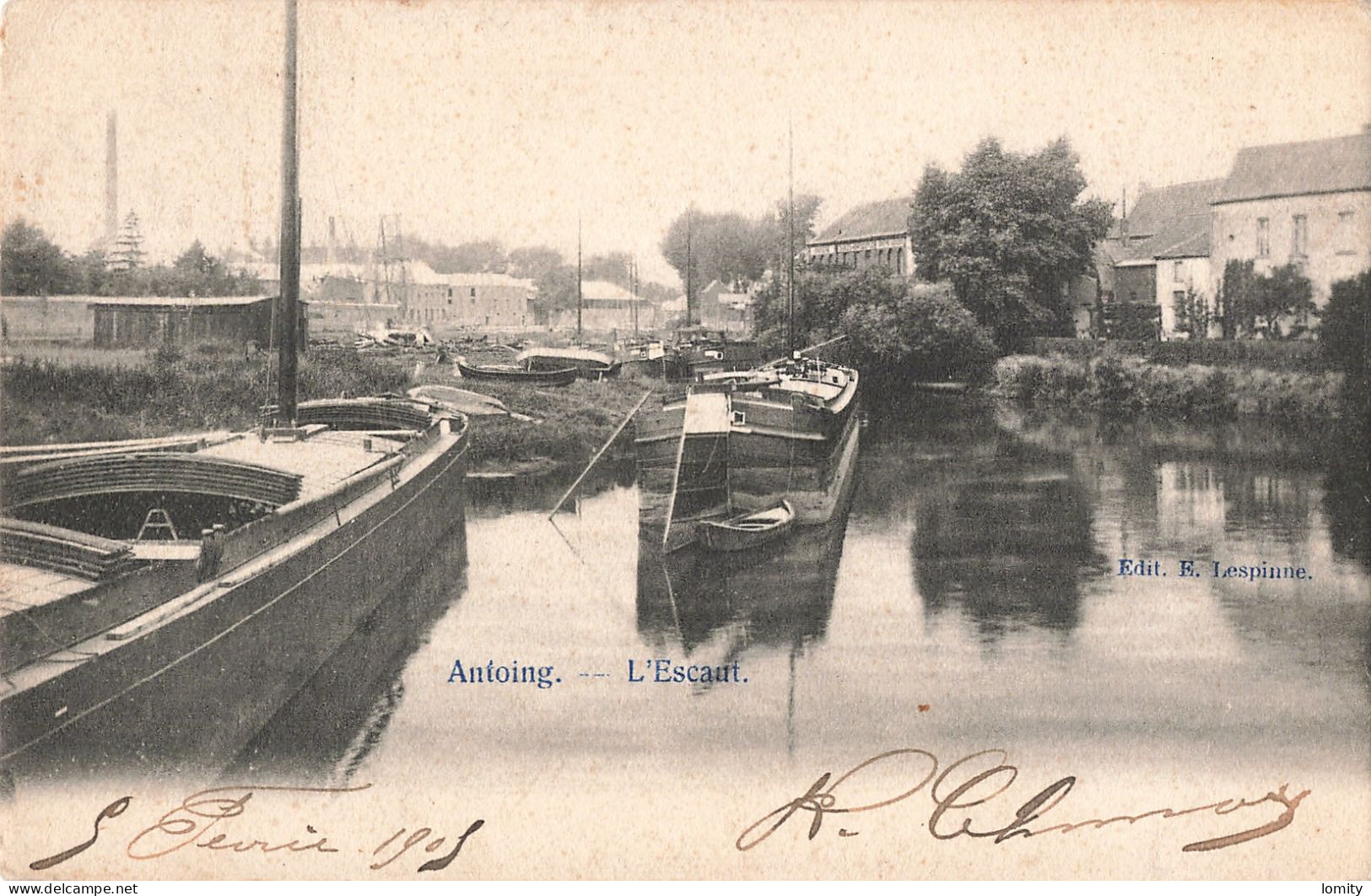 Belgique Antoing L' Escaut CPA Bateau Péniche - Antoing