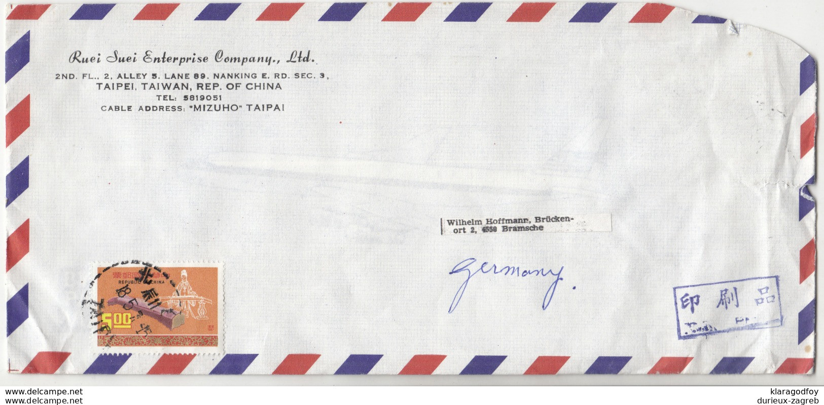 Ruei Suei Ent. Company Air Mail Letter Cover Travelled 197? To Germany B190922 - Lettres & Documents