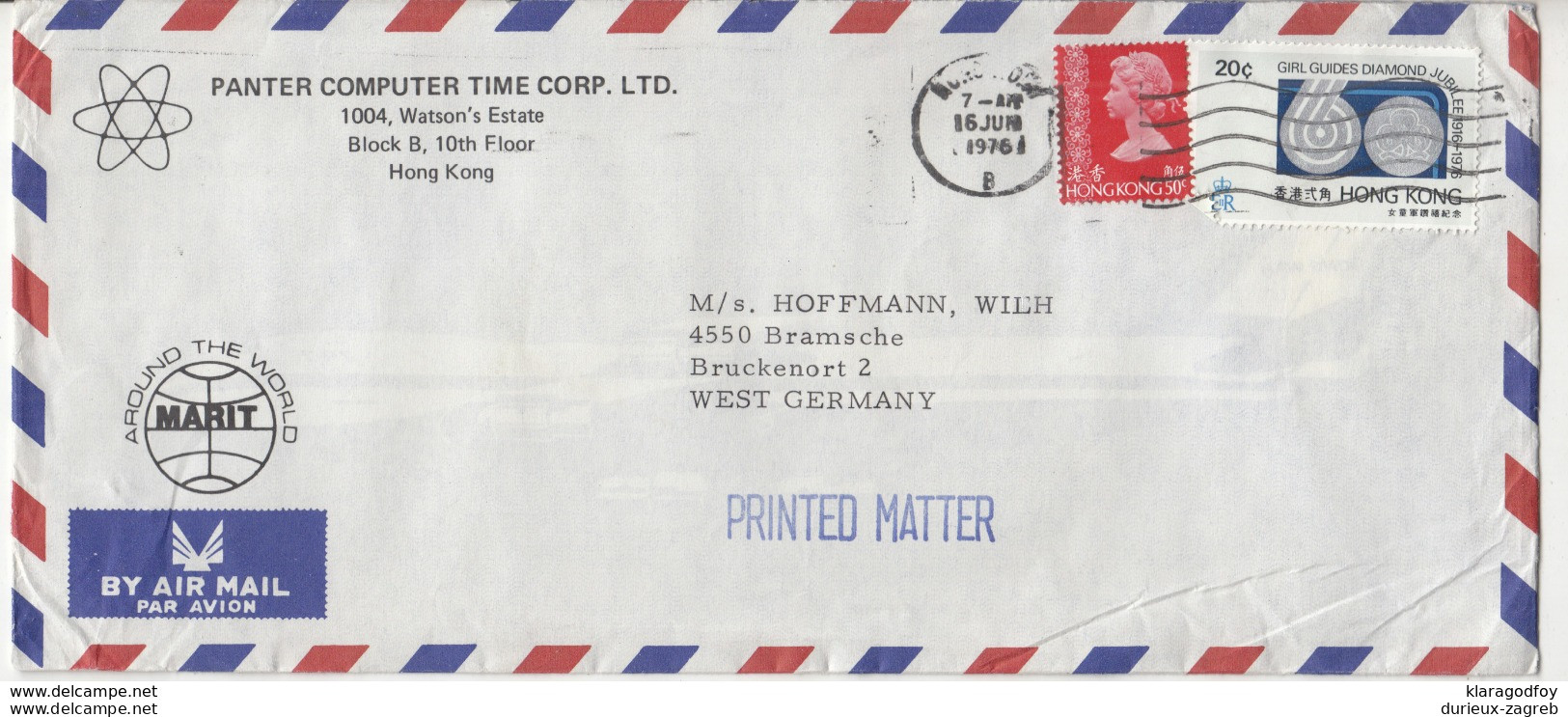 Panter Computer Time Corp. Company Air Mail Letter Cover Travelled 1976 To Germany B190922 - Lettres & Documents