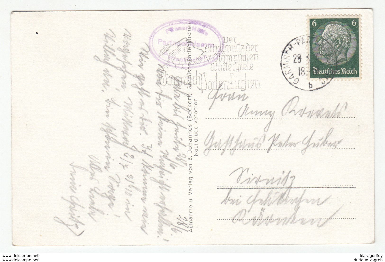 Partnachklamm Old Postcard Travelled 1941 B181025 - Marbach