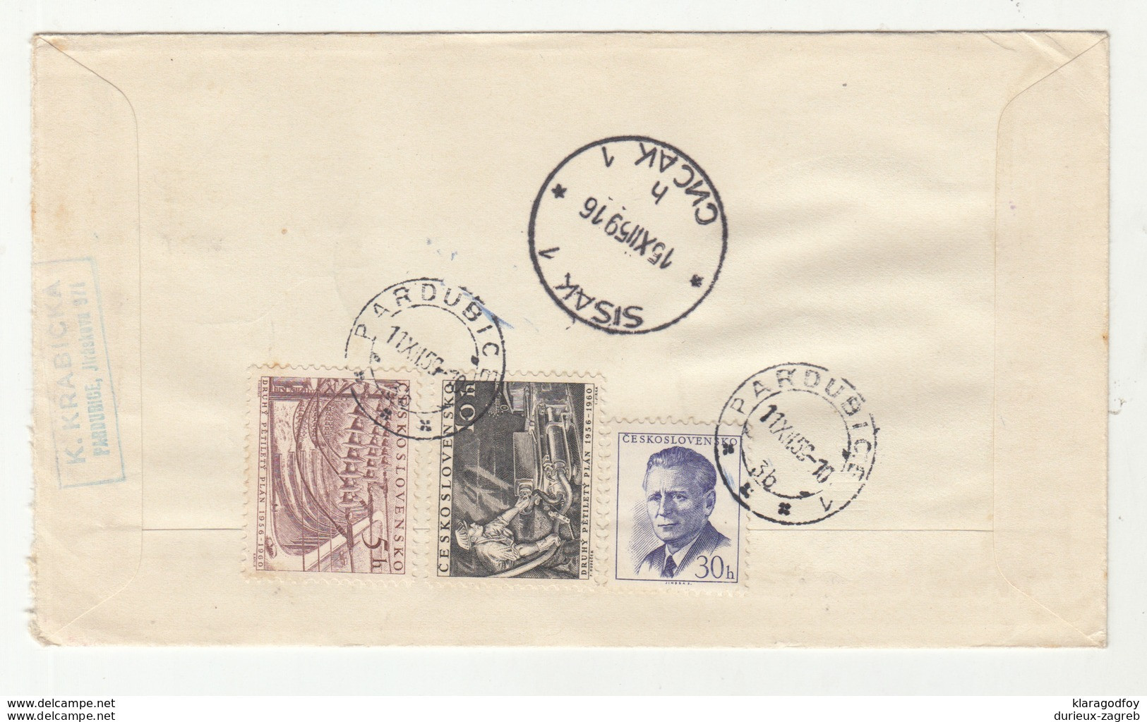 Czechoslovakia, Radio Inventors 1959 Full Series On Two FDC's Registered Travelled Pardubice To Sisak B190320 - Géographie