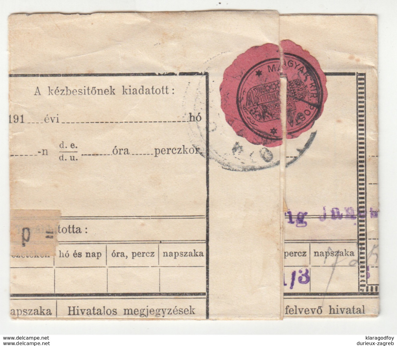 Hungary, Távirat Telegraph Sent From Pécs 191? B180710 - Telegraphenmarken