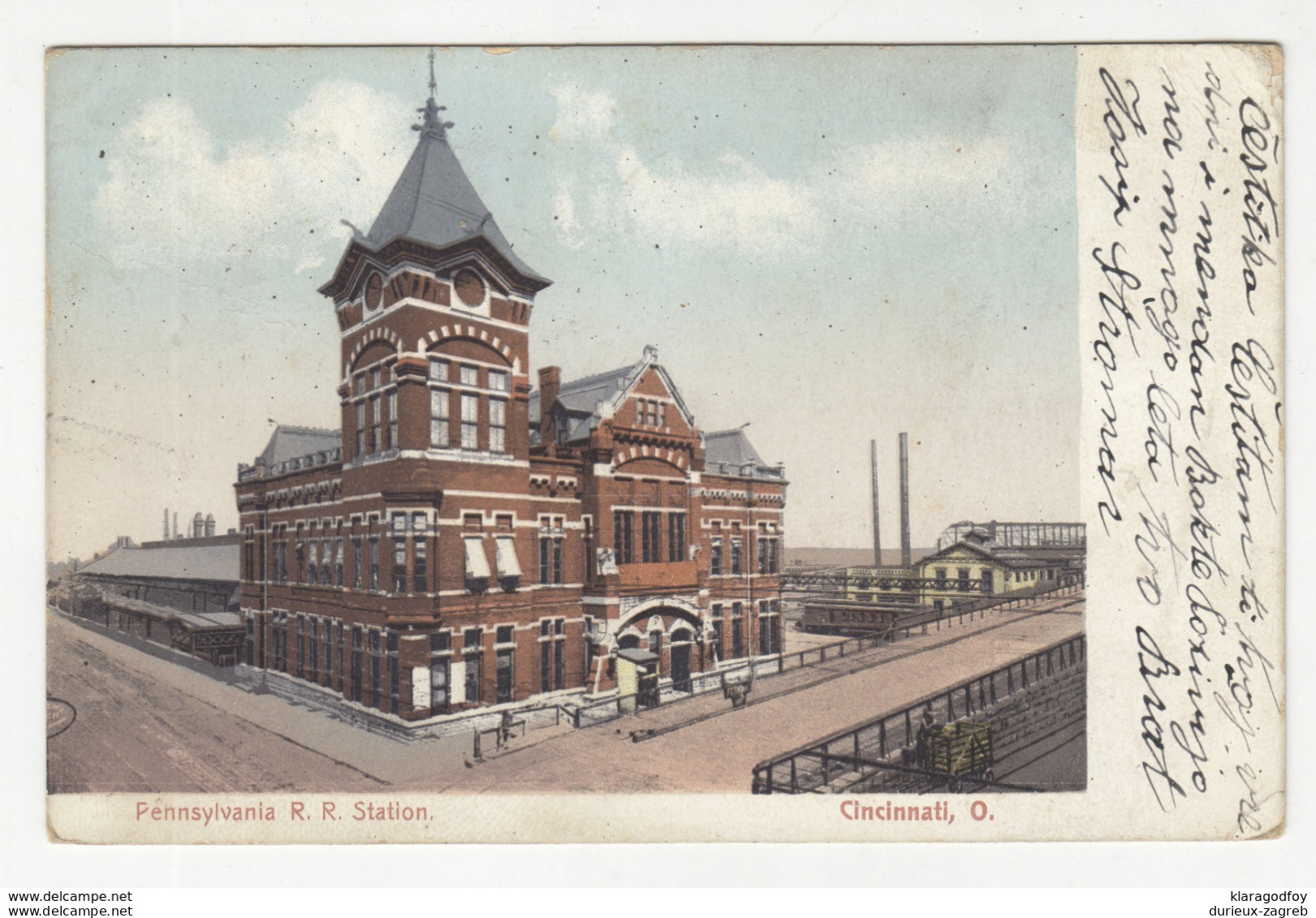 Cincinnati Pennsylvania R. R. Station Old Postcard Travelled 1906 To Petrinja Hrvatska B190920 - Cincinnati