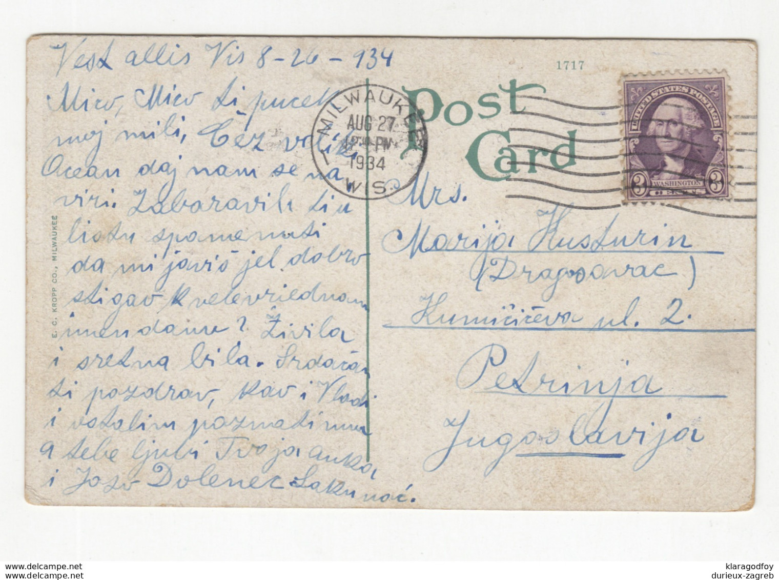 Milwaukee Plankinton Arcade Old Postcard Travelled 1934 To Petrinja Hrvatska B190920 - Milwaukee