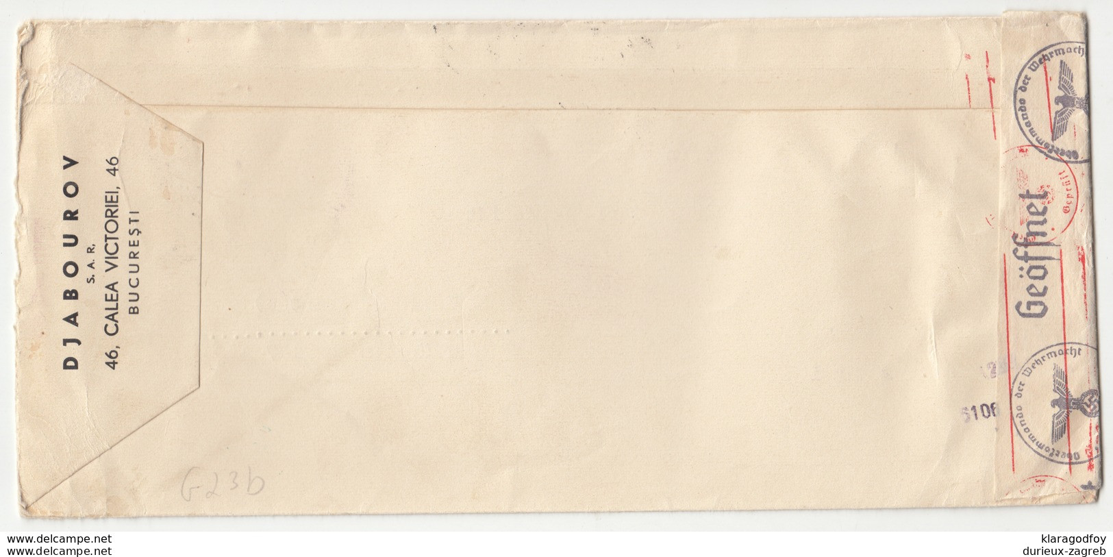 Romania Djabourov Bucuresti Company Letter Cover Travelled 194? To Berlin - CENSORED B181020 - 2de Wereldoorlog (Brieven)