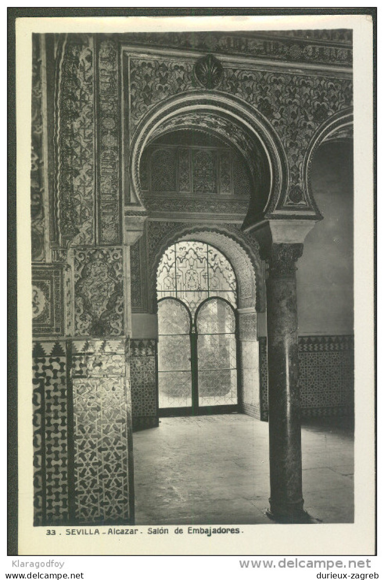 Sevilla Alcazar Salon De Embajadores Old Unused Postcard Bb151020 - Sevilla