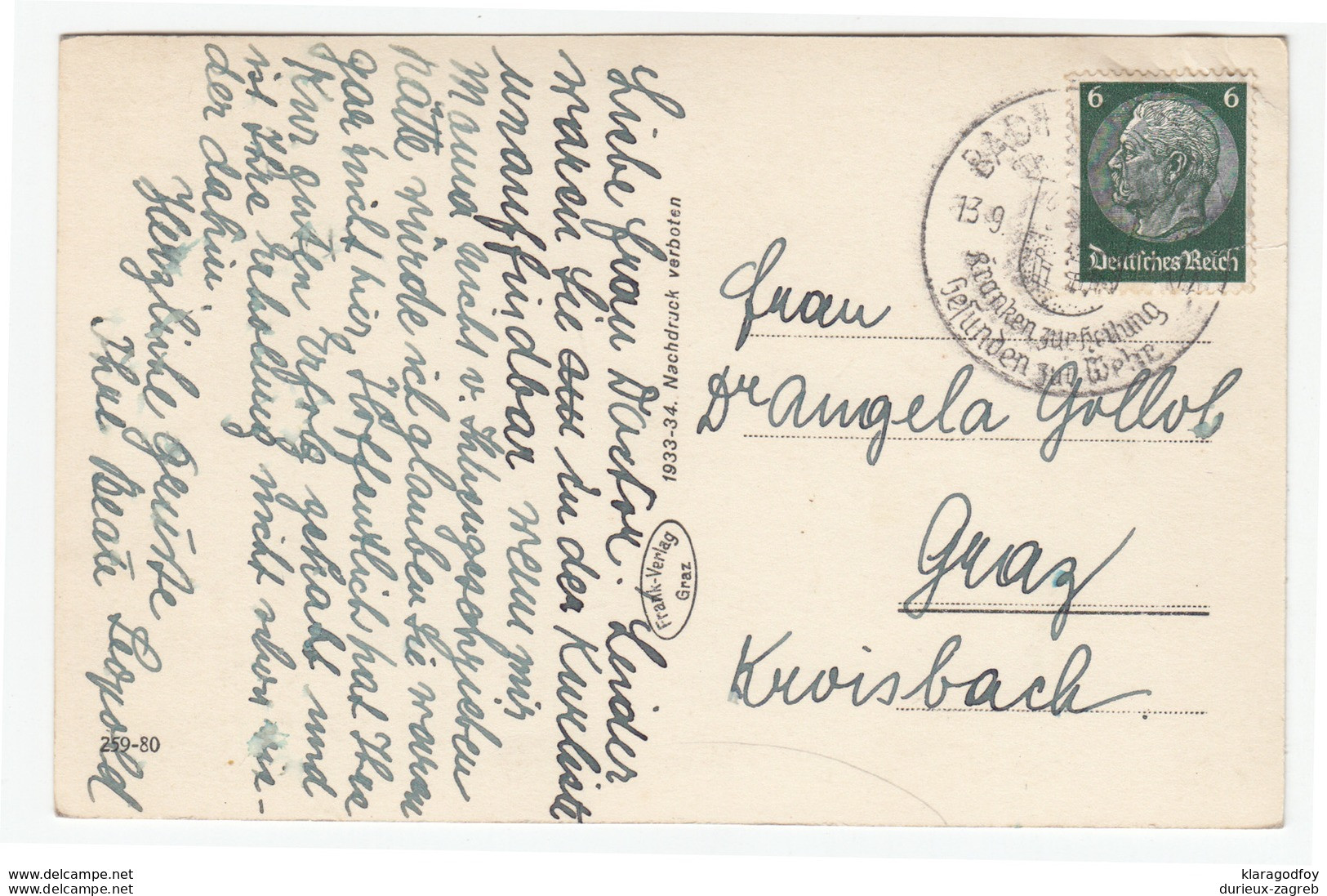 Bad Hofgastein Old Postcard Travelled 194? B170915 - Bad Hofgastein