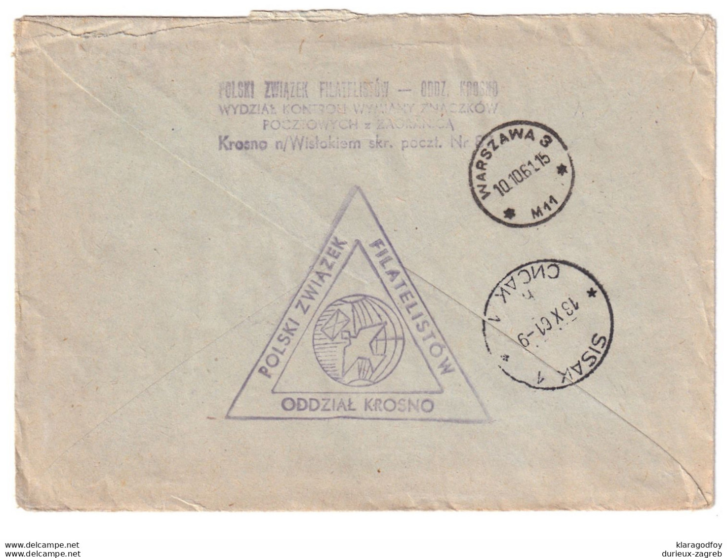 Poland Letter Cover Posted Registered 1961 Krosno To Sisak B201110 - Brieven En Documenten