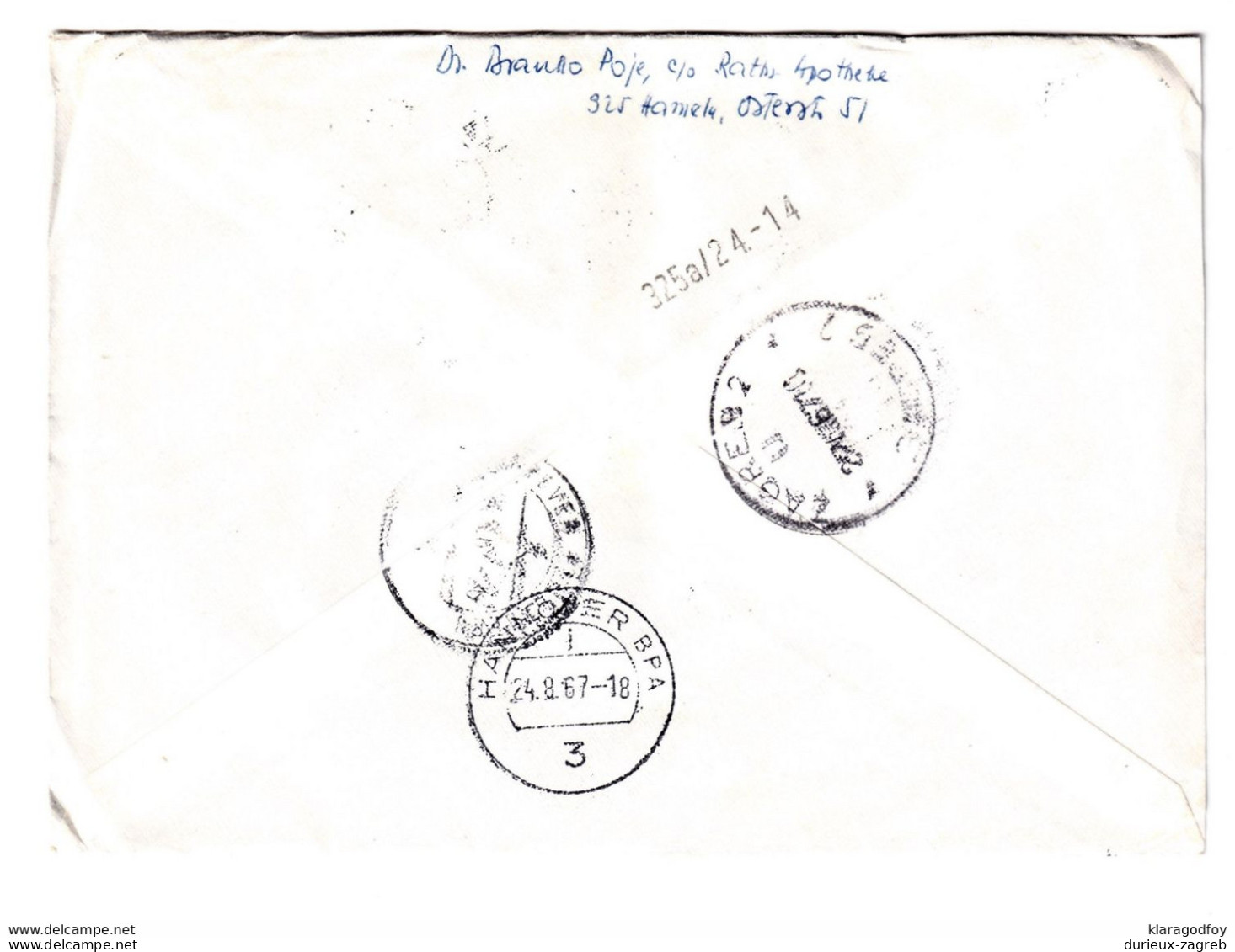 Germany Europa-CEPT Stamps On Letter Cover Posted Reigstered 1967 Hameln To Zagreb B201110 - 1967