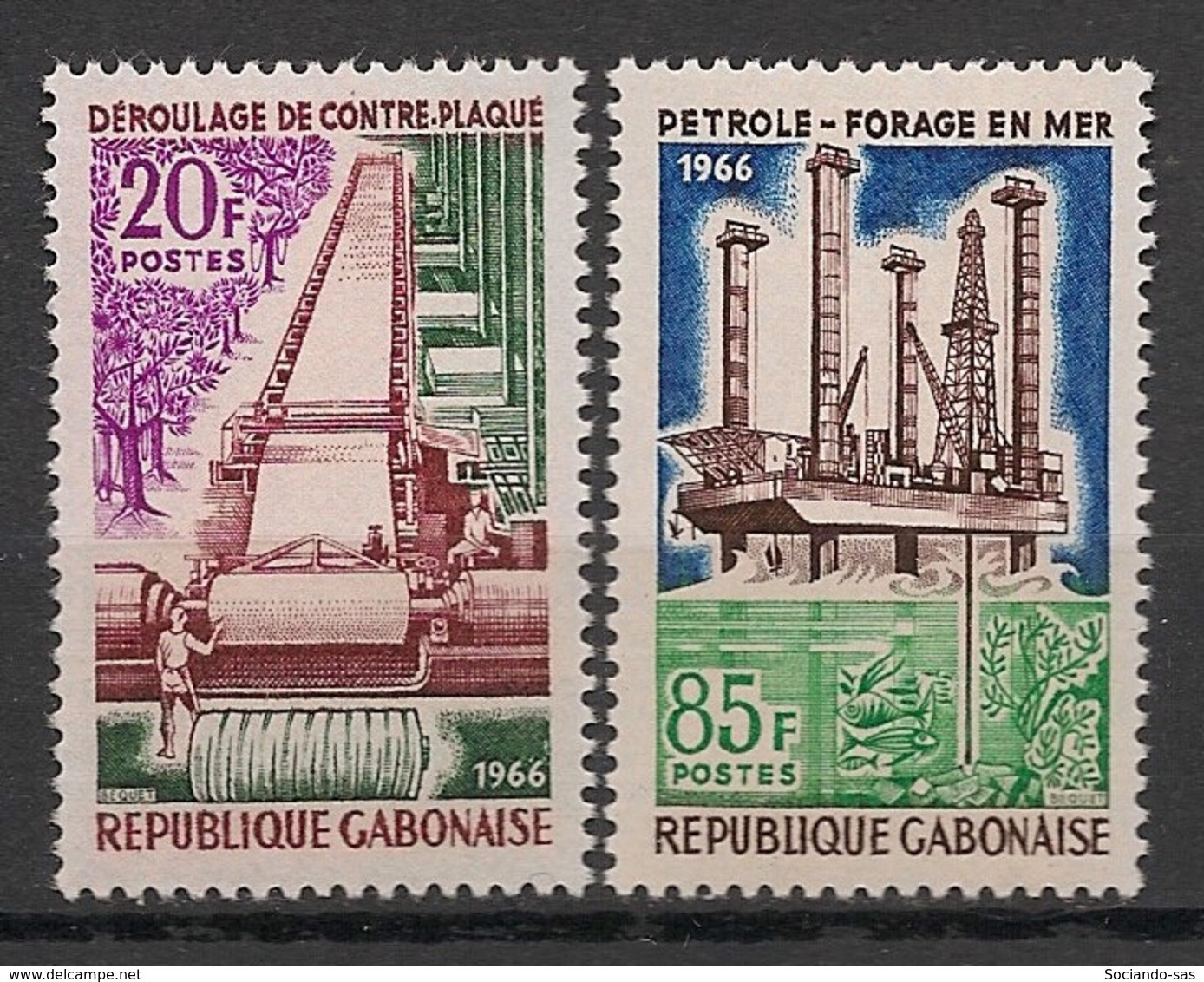 GABON - 1966 - N°Yv. 196 à 197 - Ressources - Neuf Luxe ** / MNH / Postfrisch - Usines & Industries