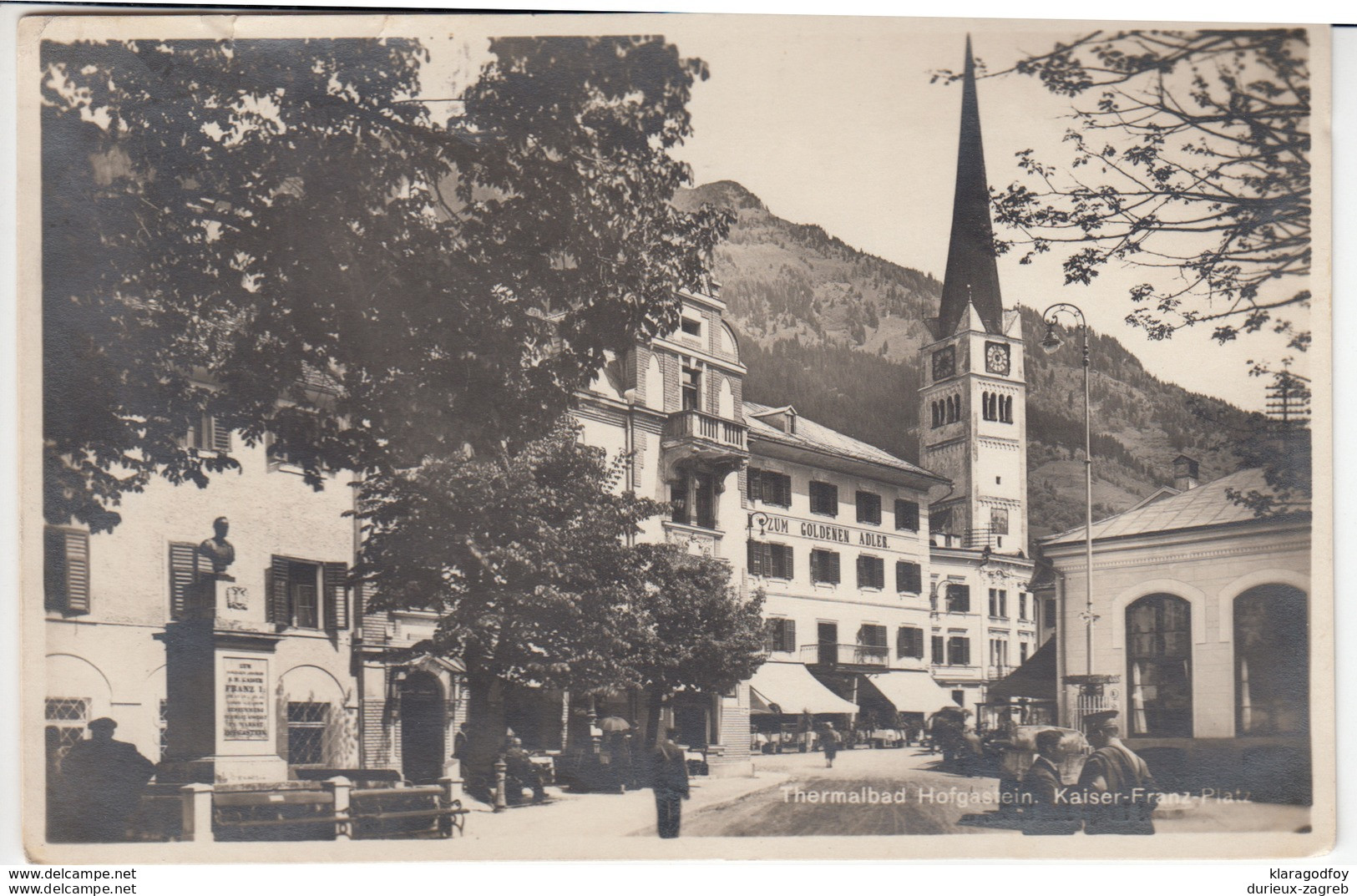 Thermalbad Hofgastein, Kaiser-Franz Platz Photopostcard Travelled 1929 B170215 - Bad Hofgastein