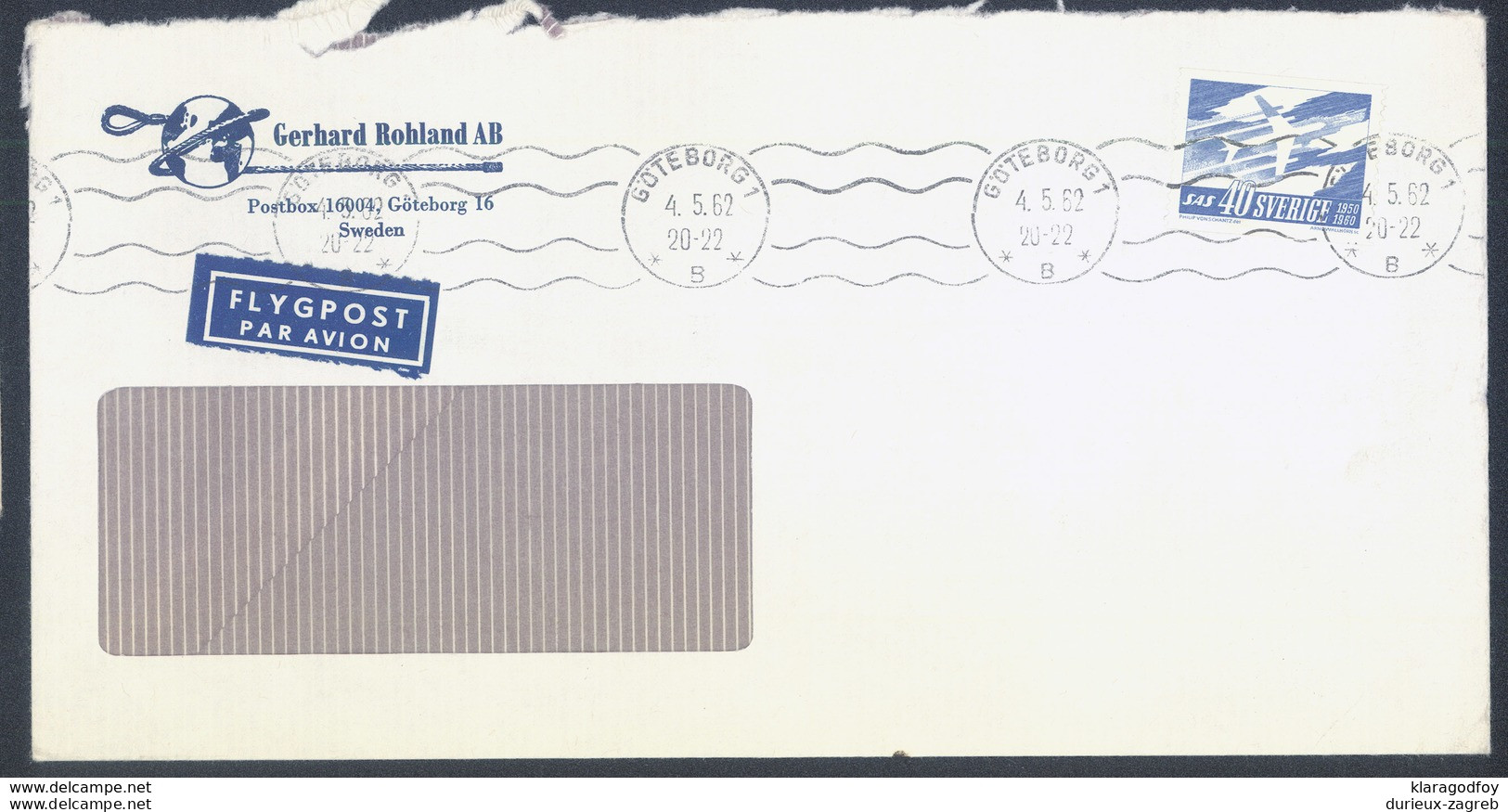 Sweden, Gerhard Rohland AB Company Letter Cover Airmail Travelled 1962 Göteborg Pmk B170410 - Covers & Documents