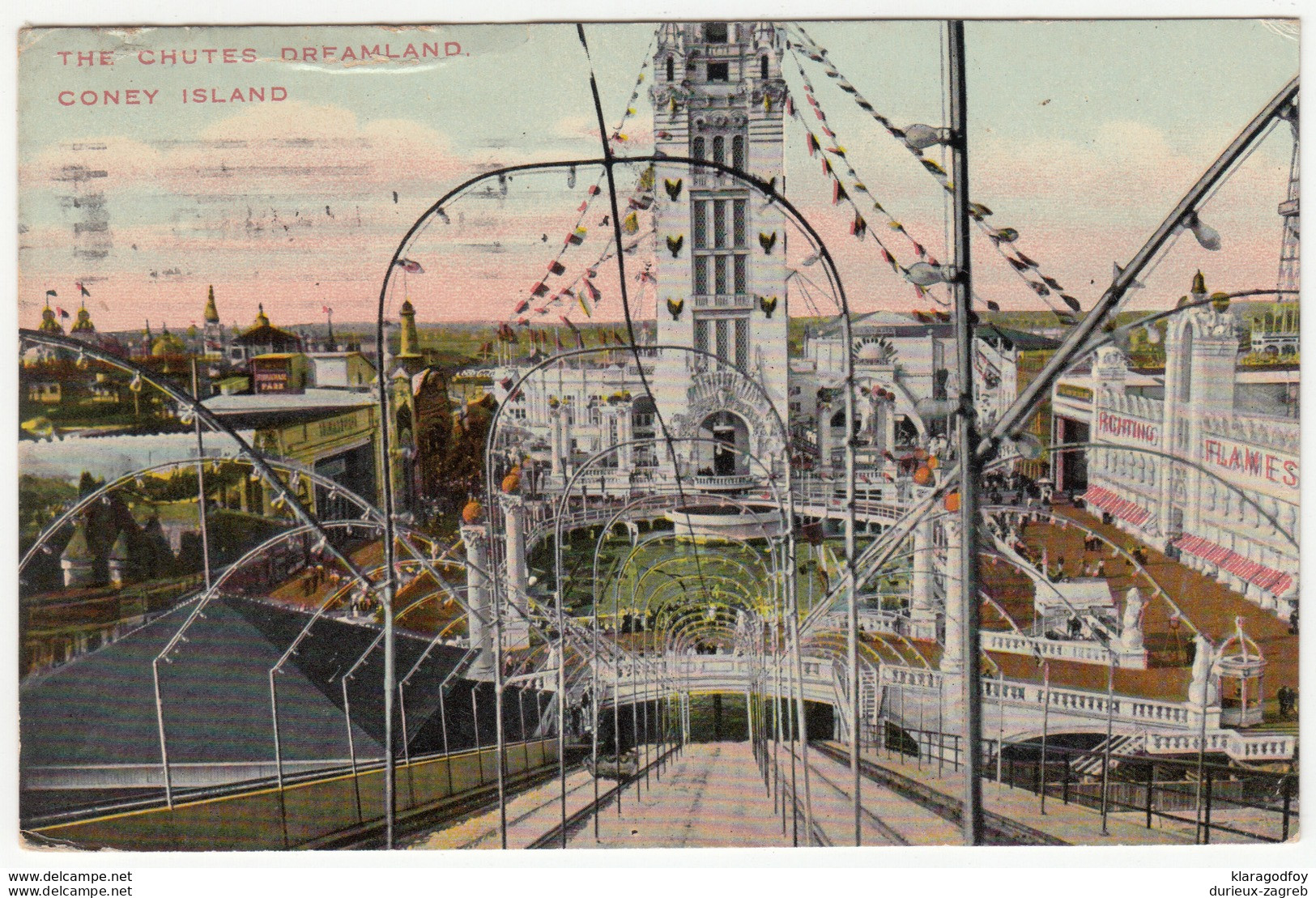 USA, The Chutes Dreamland At Coney Island Old Vintage Postcard Travelled 1910 Brooklyn Pmk B170401 - Brooklyn