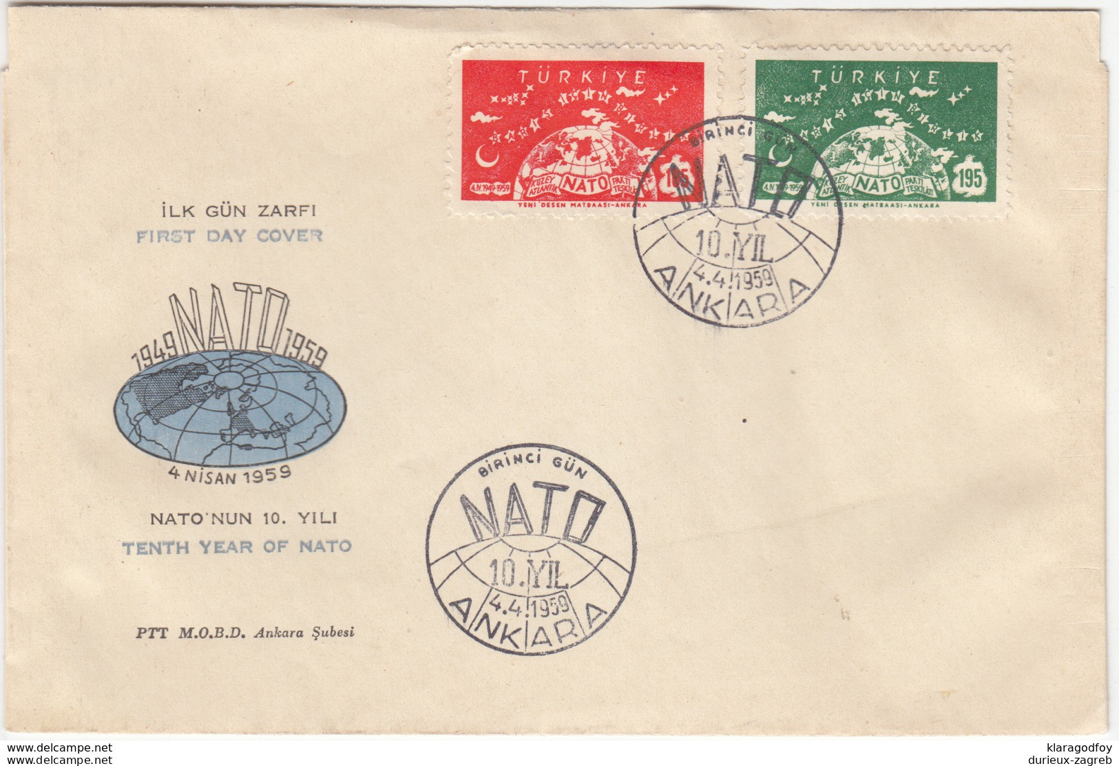 Turkey, 10 Years Of NATO, Ankara Special Cover & Pmk 1964 B170330 - Cartas & Documentos