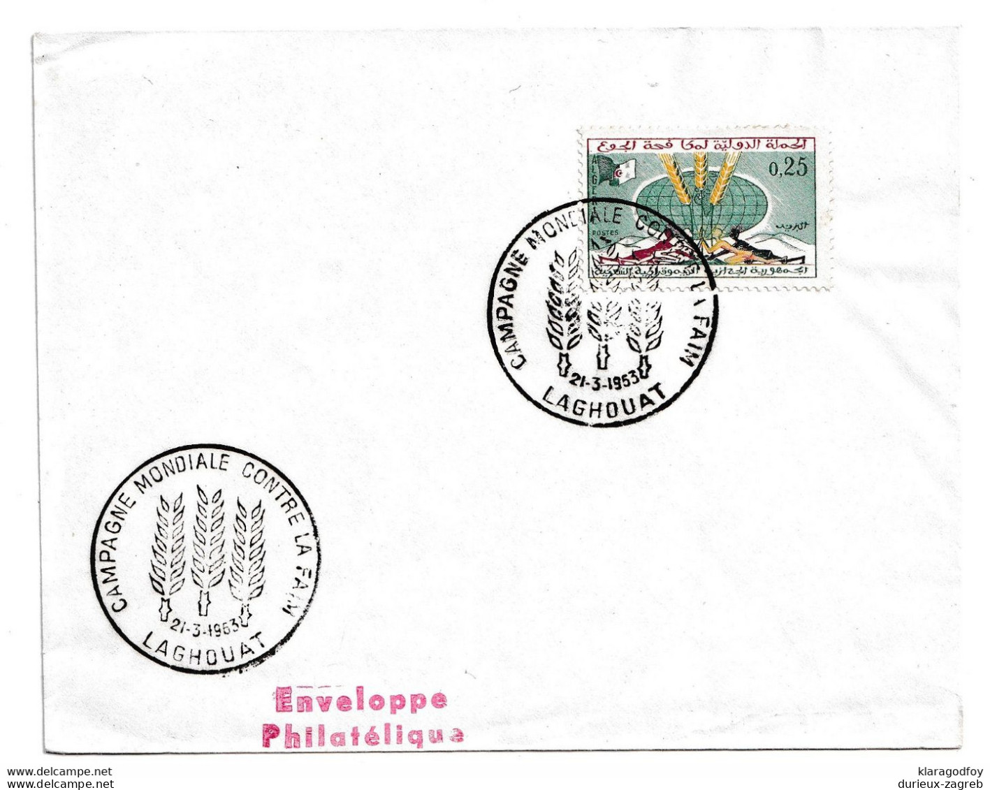 Algeria, Against Hunger Campagne Mondiale Contre La Faim 1963 Laghouat Pmk On Letter Cover B210710 - Contra El Hambre