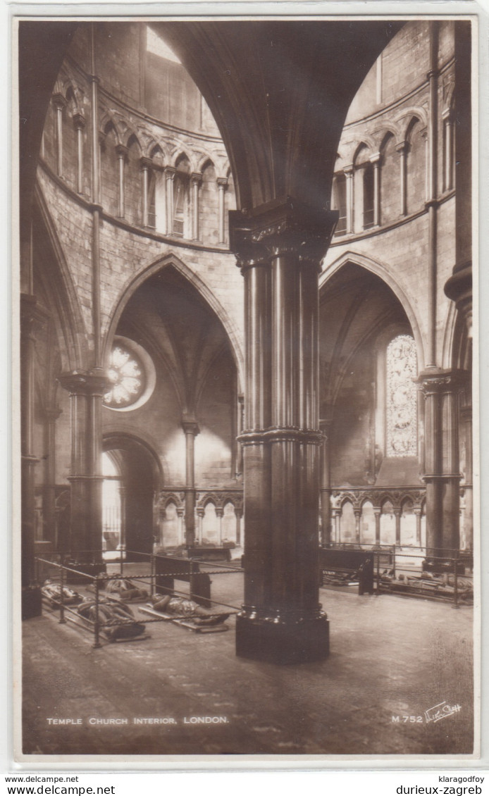 London Temple Church Interior Old Unused Postcard B170429 - Eglises Et Cathédrales
