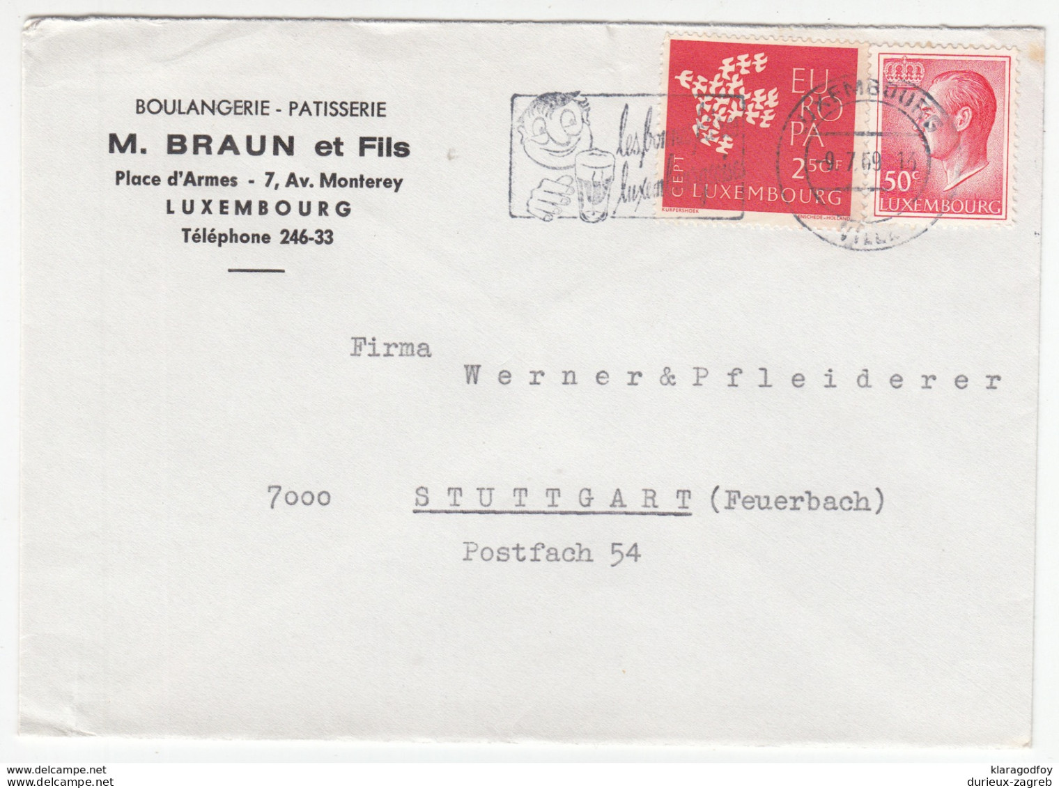 M. Braun Et Fils Company Letter Cover Travelled 1969 To Germany - Slogan Postmark - Europa CEPT Stamp B171010 - Brieven En Documenten