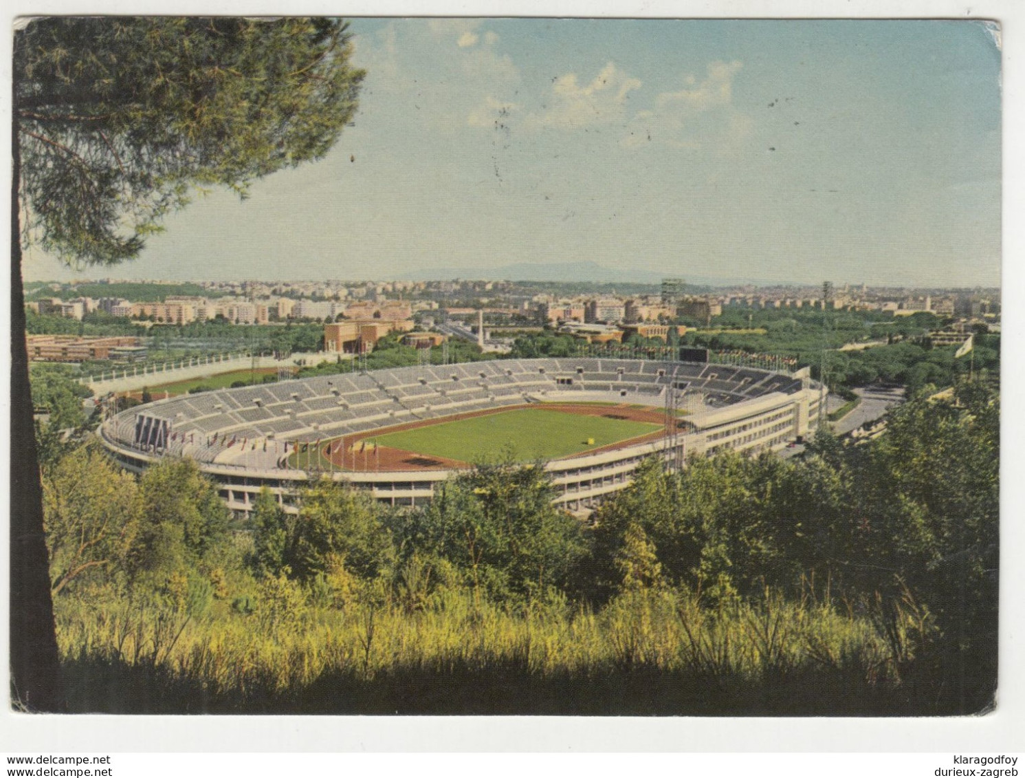 Roma Olympic Stadium Old Postcard Posted 1966 To Yugoslavia B200605 - Stades & Structures Sportives