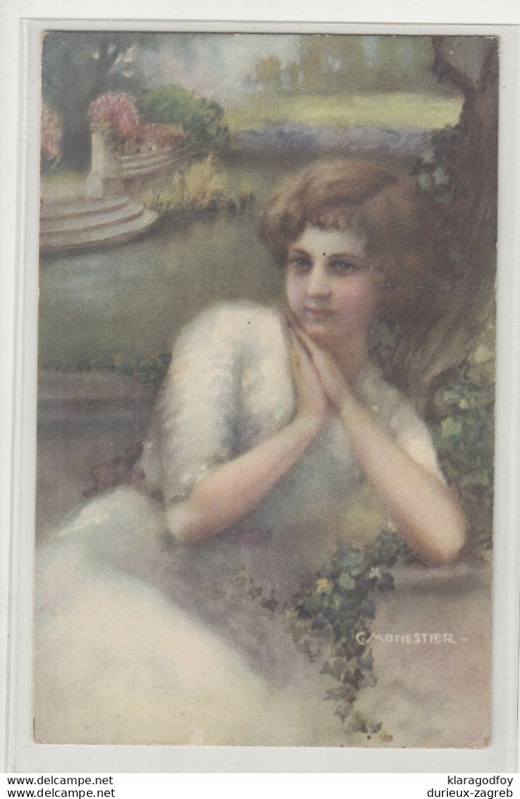 C. Monestier: Woman Portrait Old Postcard Posted 1925 To Požega B210501 - Monestier, C.