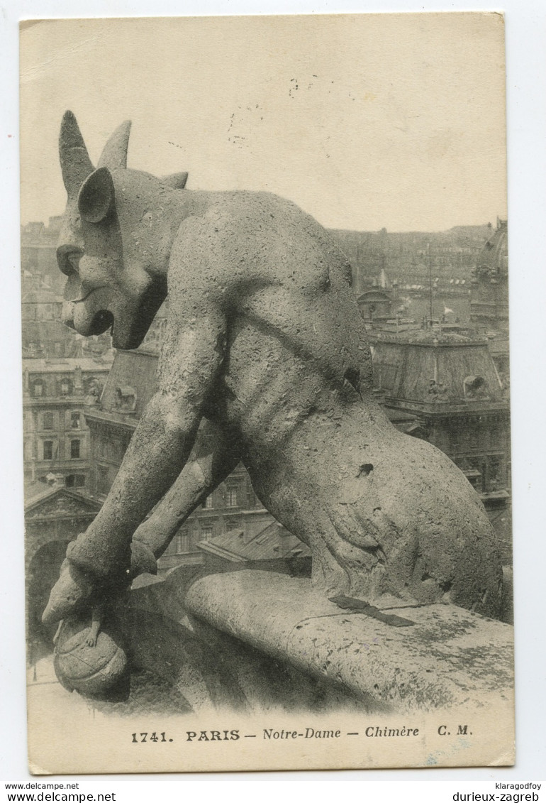 Paris, Notre-Dame, Chimère Old Postcard Travelled 1950 B171212 - Notre Dame De Paris