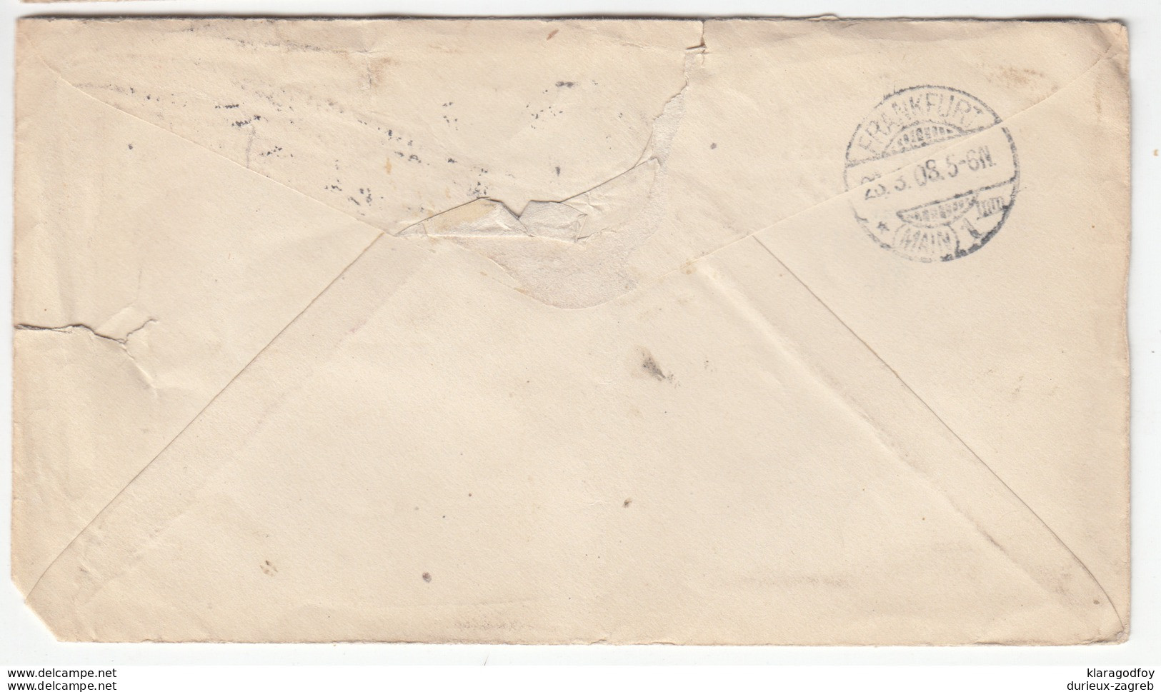 US Postal Stationery Stamped Envelope Travelled 1908 Philadelphia, PA To Frankfurt, Germany Bb161110 - 1901-20