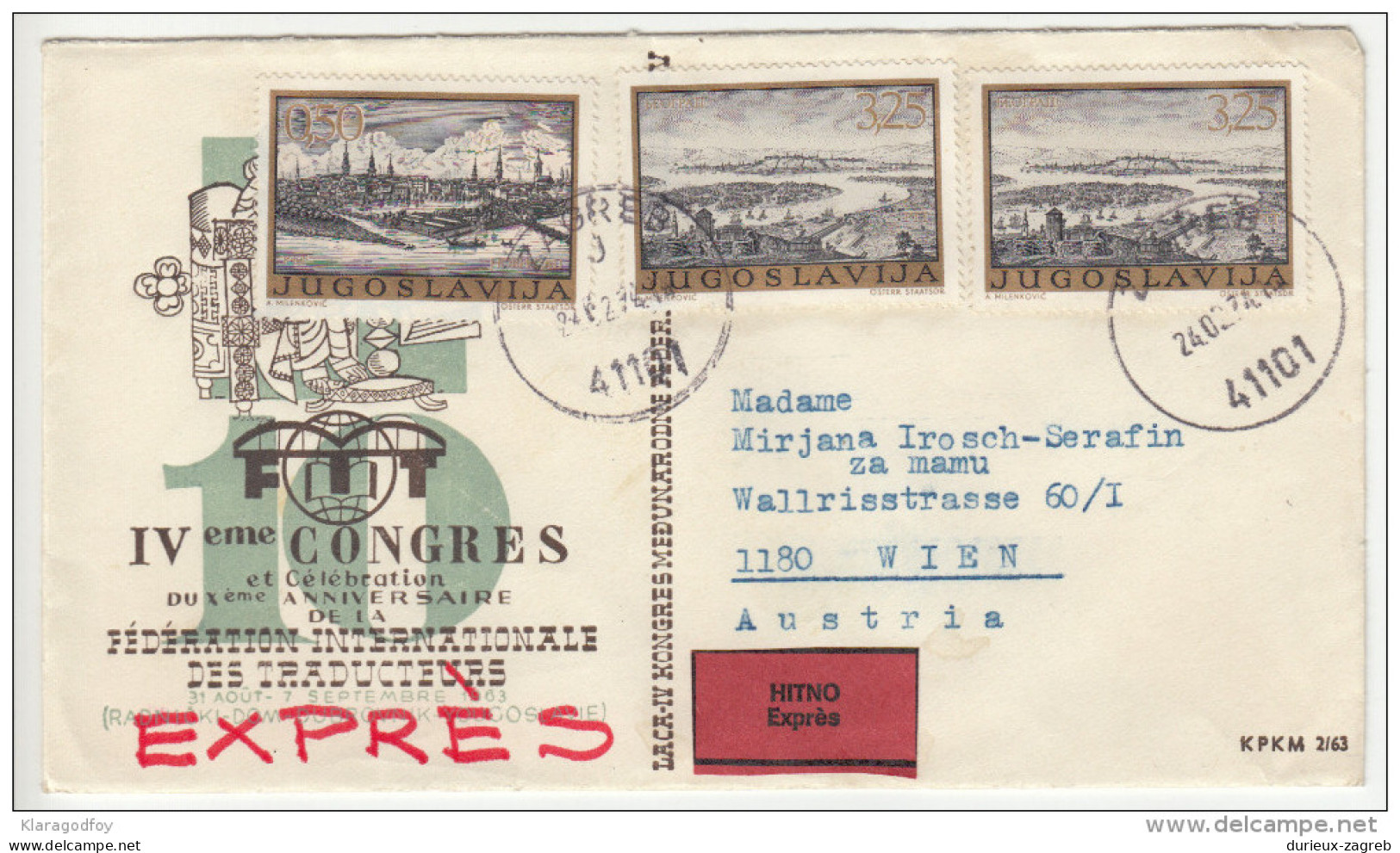 Yugoslavia Express Letter Cover Travelled 1974 Zagreb To Wien B160720 - Cartas & Documentos