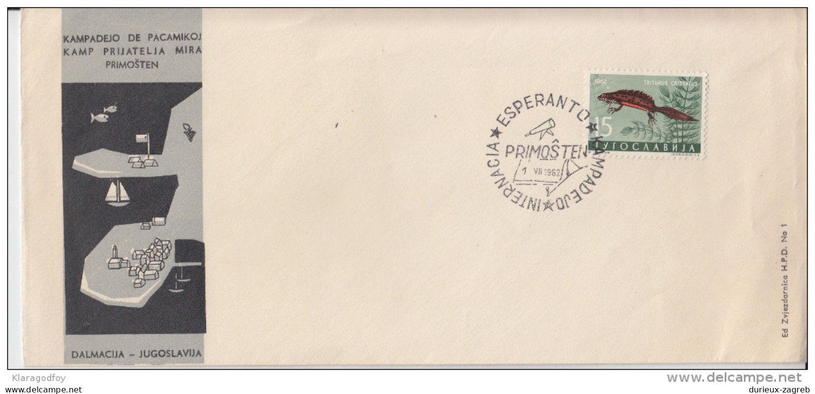 Yugoslavia 1962 Primosten Kampadejo De Pacamikoj Special Esperanto Cover And Pmk B160711 - Esperanto