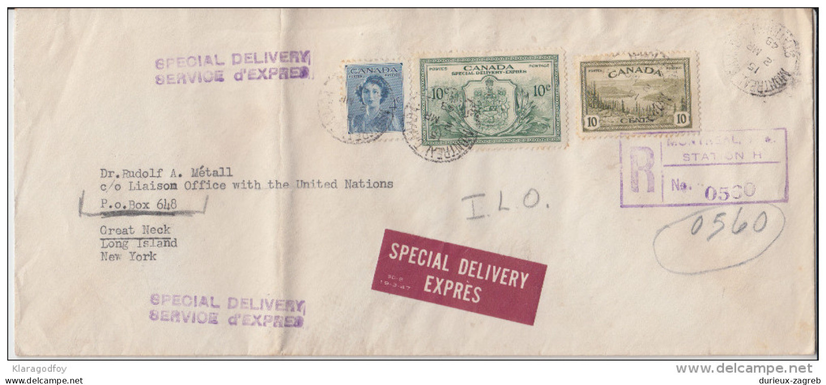Canada Special Delivery Registered Letter Cover Travelled 1948 B160711 - Briefe U. Dokumente