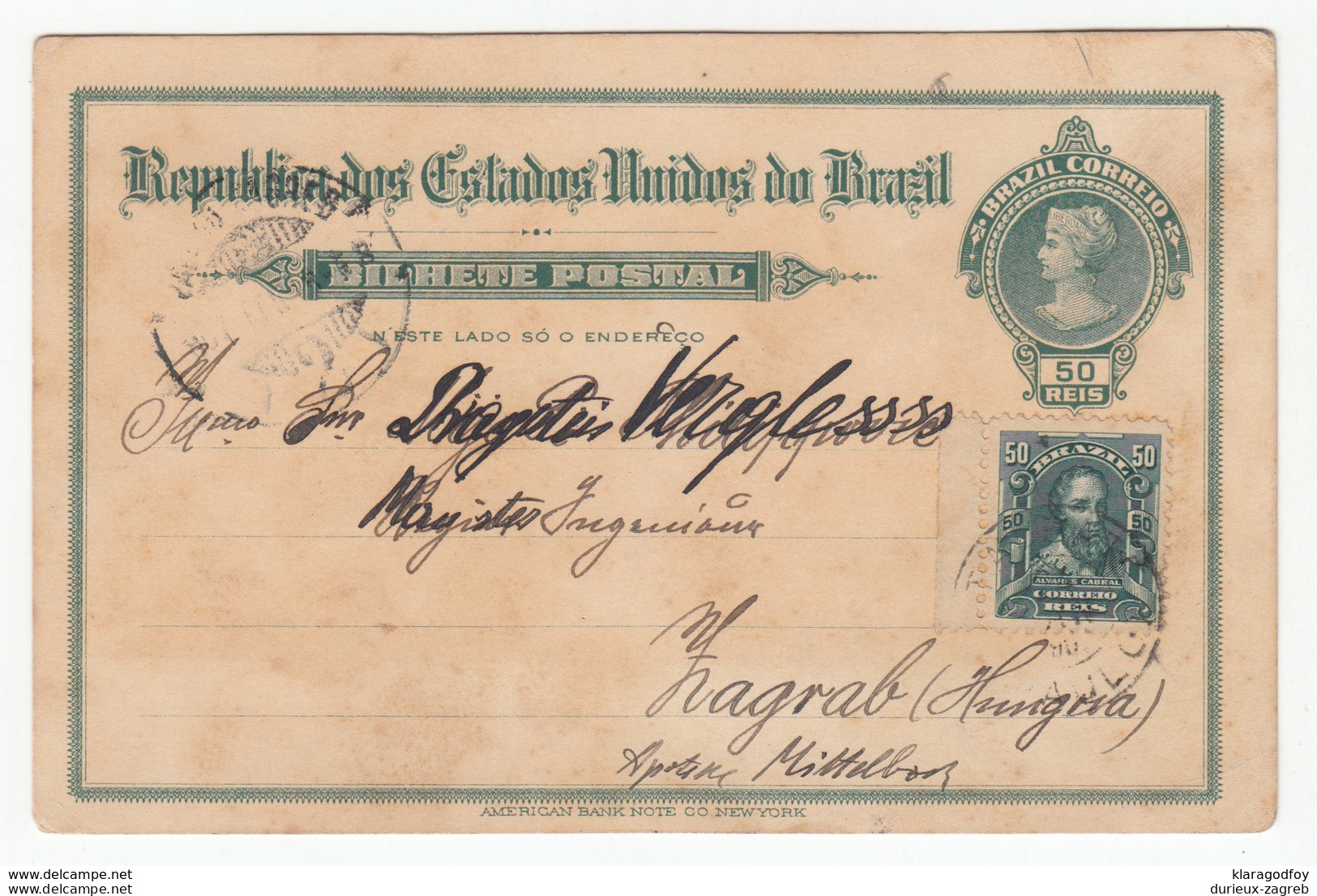 Brazil, Postal Stationery Postcard Travelled 1907 Santos To Zagreb B180830 - Entiers Postaux