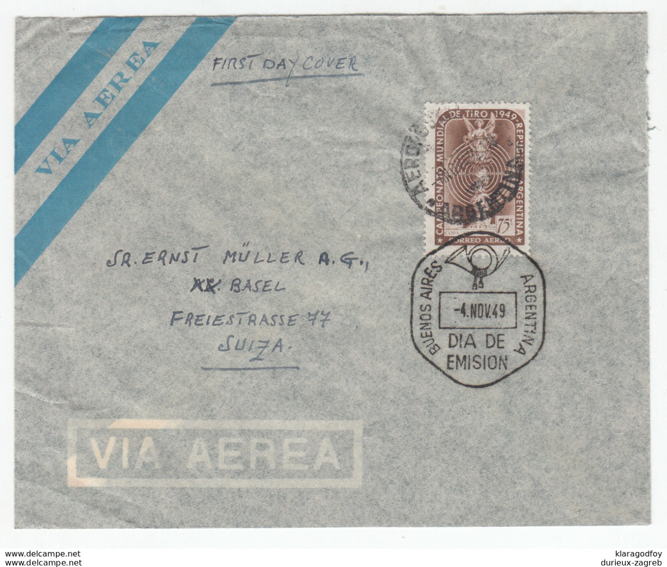 Argentina, Campeonato Mundial De Tiro De 1949 (World Shooting Championships) & FD Postmark Travelled 1949 B180830 - Tir (Armes)