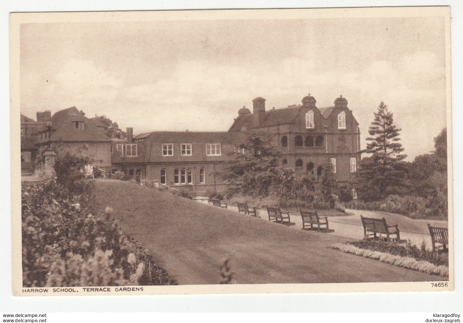 Harrow School, Terrace Gardens Old Postcard Travelled 1951 Number One Consett (Durham) Pmk B180820 - Middlesex