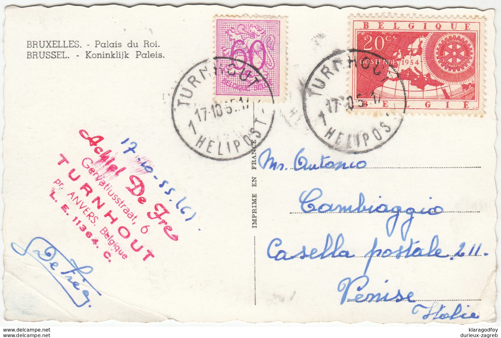 Royal Palace Of Brussels Old Postcard Travelled 1955 B180410 - Places, Squares