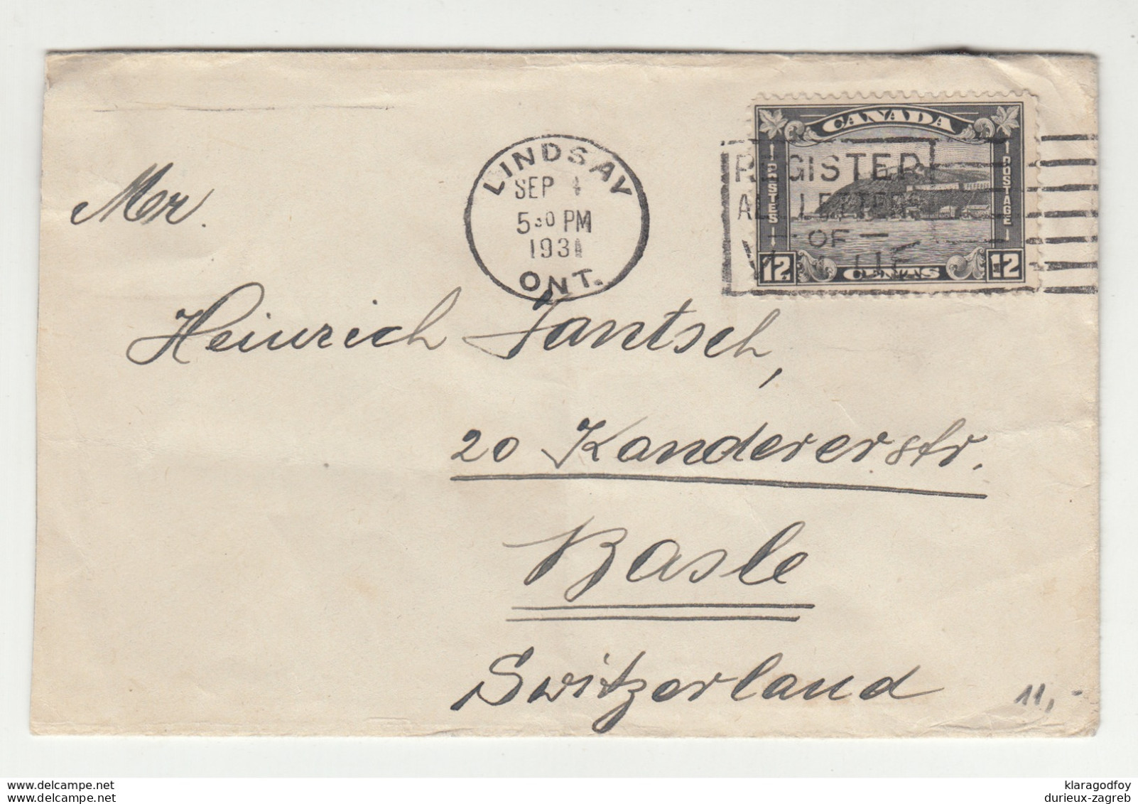 Canada, Letter Cover Travelled 193? Lindsay Pmk B190201 - Covers & Documents