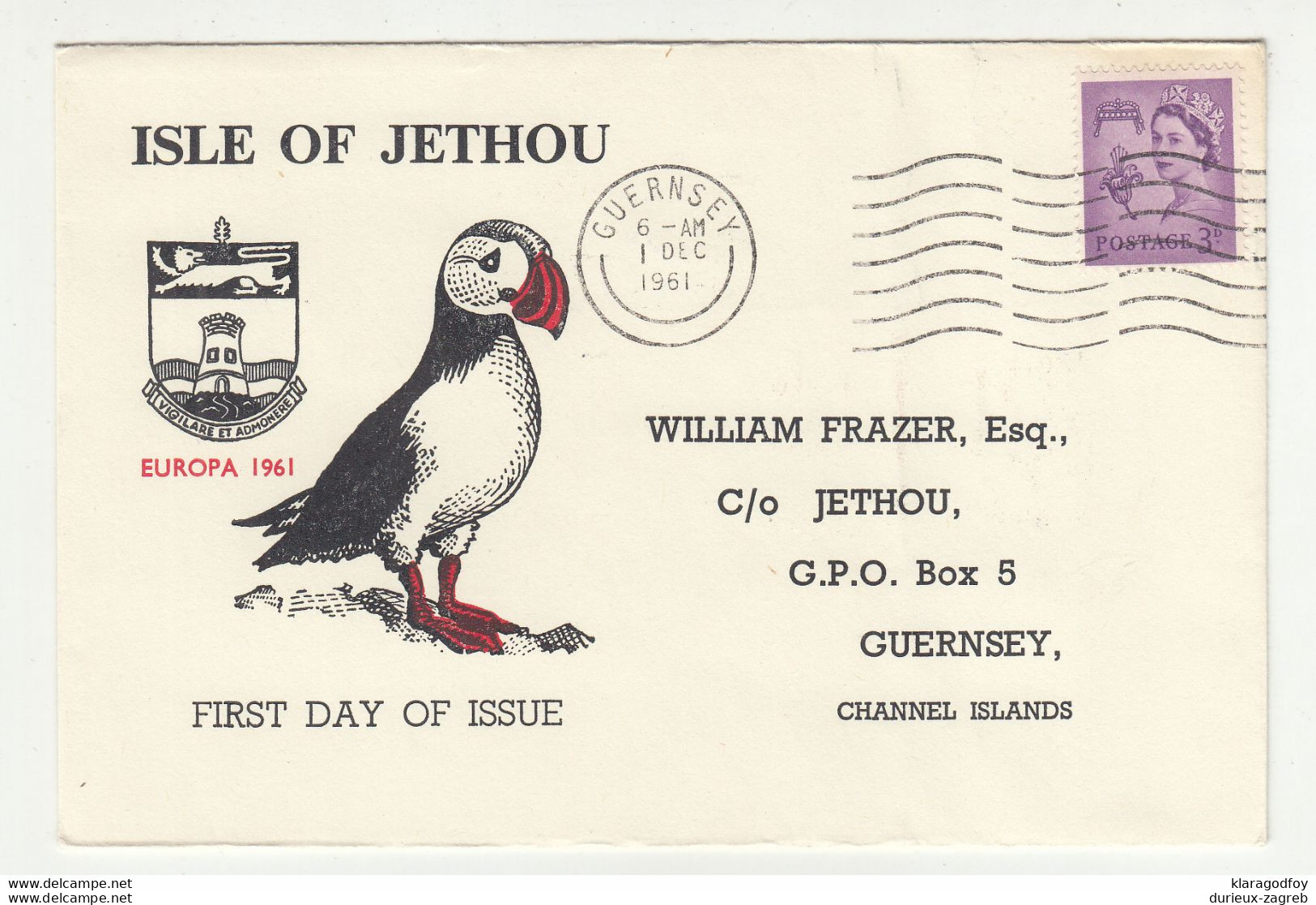 Isle Of Jethou FDC Guersney 1961 B210820 - 1952-1971 Pre-Decimal Issues