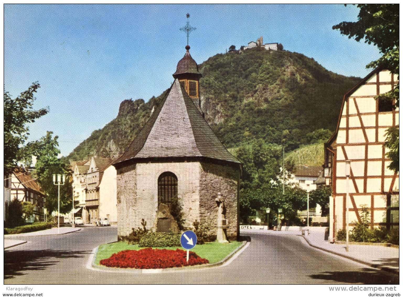 Rhondorf Am Rhein Alte Kapelle Mit Drachenfels Old Postcard Travelled 1970 To Yugoslavia Bb - Röhndorf