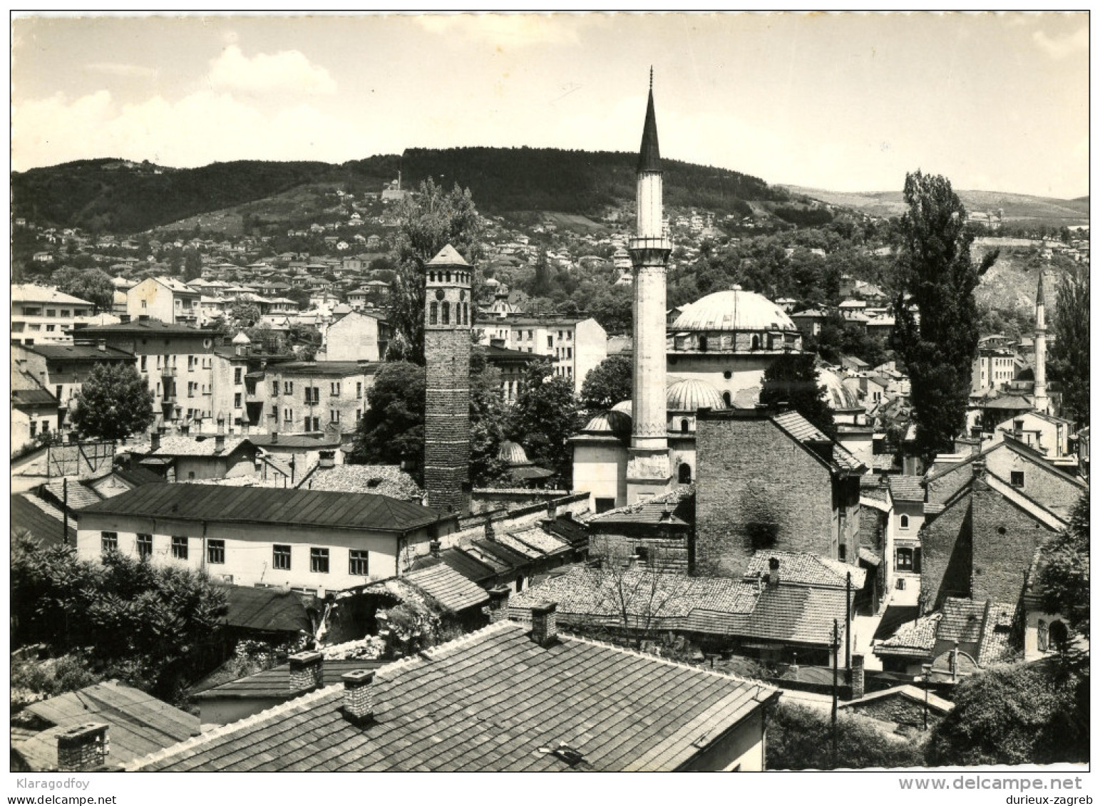 Sarajevo - Begova Dzamija Islam Moschee (Mosque) And Sahat-kula Postcard Travelled 1960 Bb - Islam