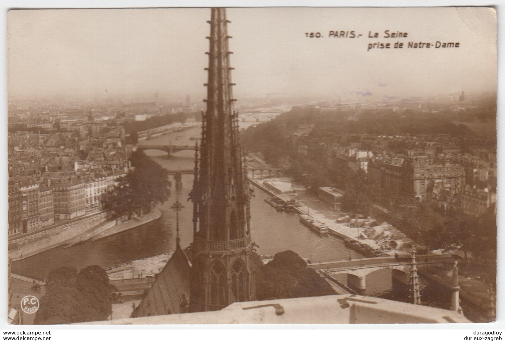 La Seine Prise De Notre-Dame Old Photopostcard Travelled 1926 To Franjo Fancev In Zagreb B170203 - Notre Dame De Paris