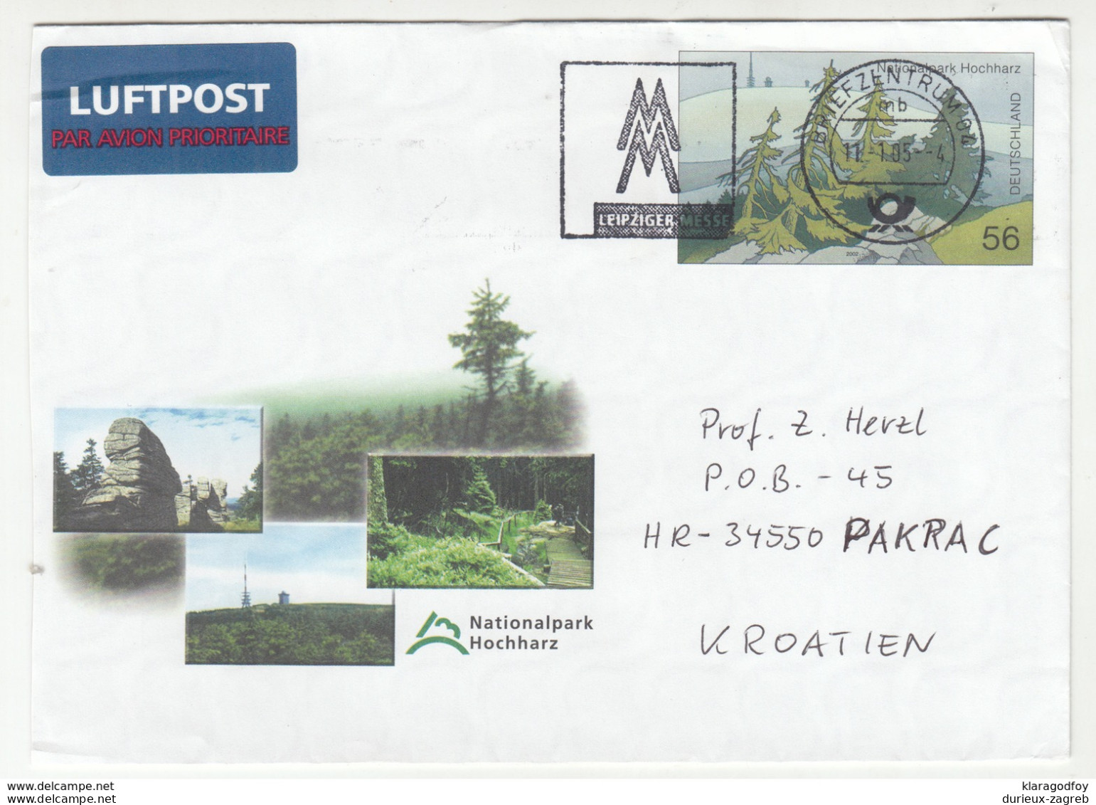 Nationalpark Hocharz Illustrated Postal Stationery Letter Cover Posted 2005 To Pakrac Bb200101 - Covers - Used