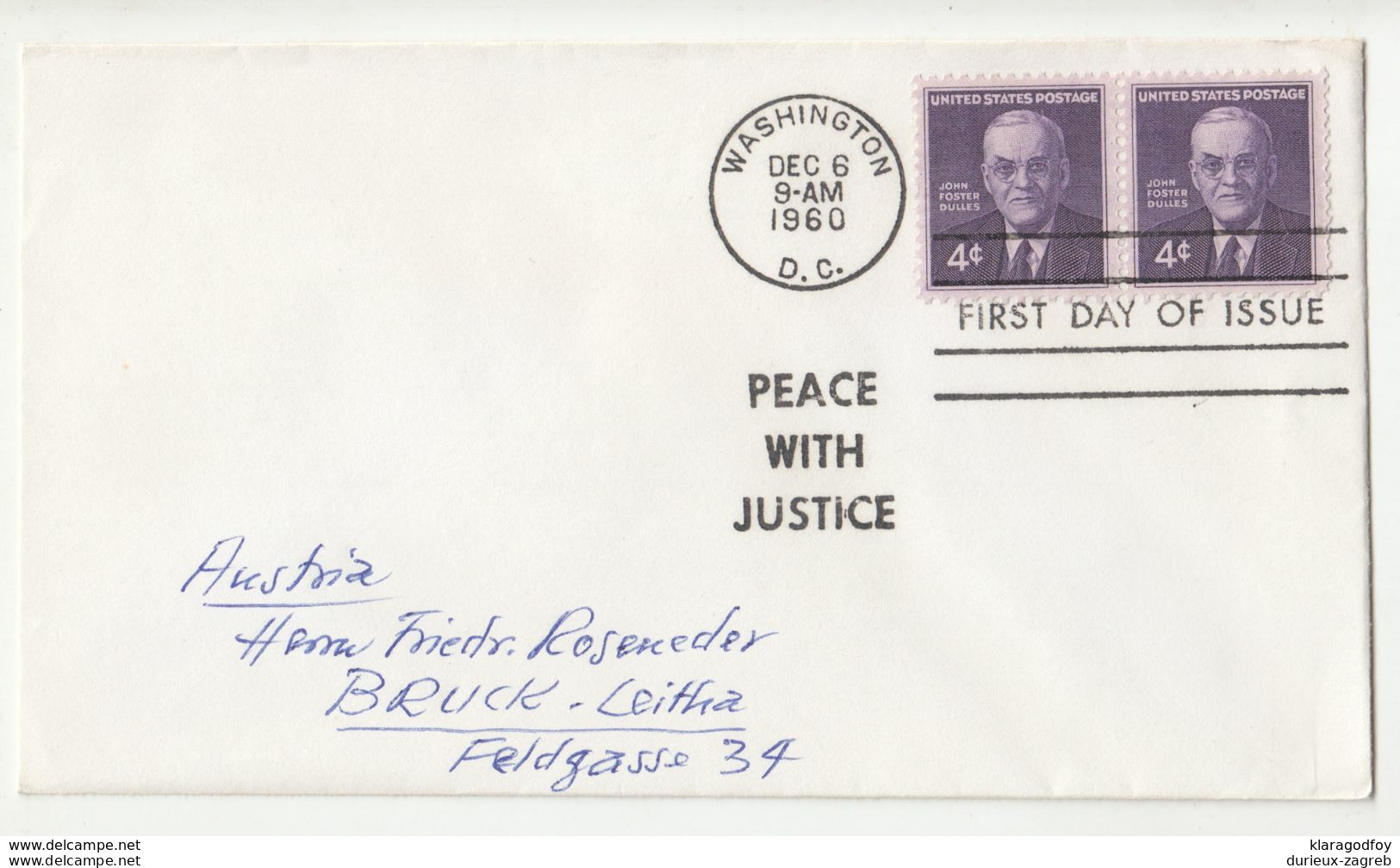 John Foster Dulles FDC 1960 B200901 - 1951-1960