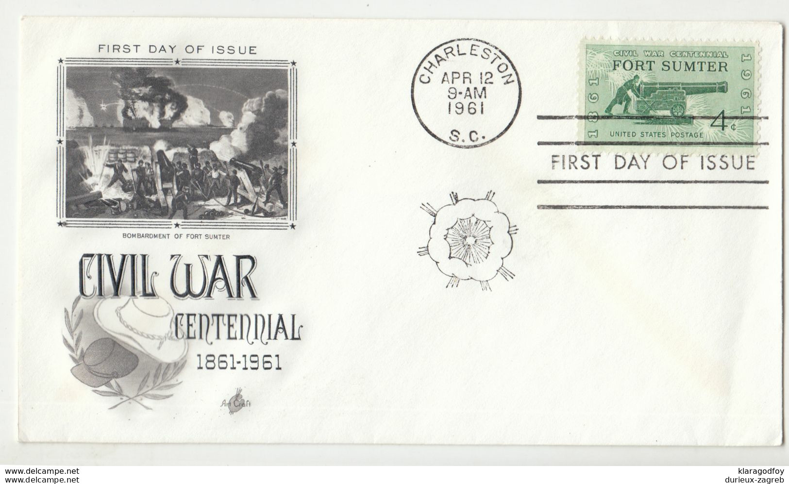 Civil War Centennial FDC 1961 Charleston Pmk B200901 - 1961-1970