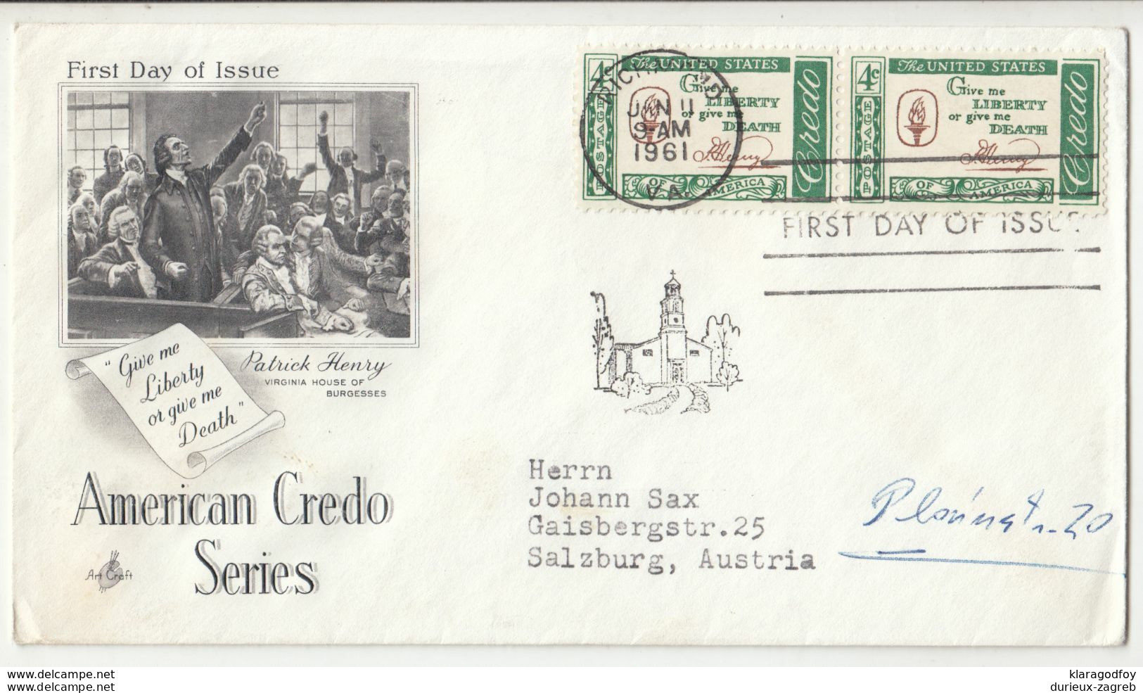 American Credo Series, Five FDCs B200901 - 1951-1960