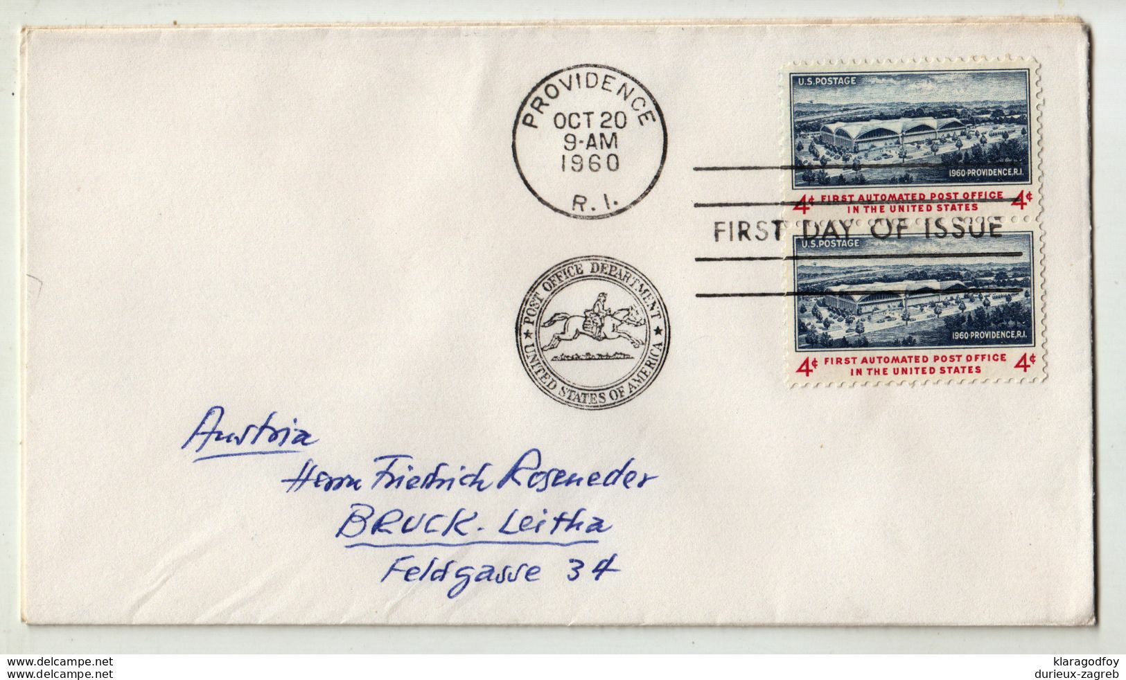 Providence, FIrst Automated Post Office In The United States FDC 1960 B200901 - 1951-1960