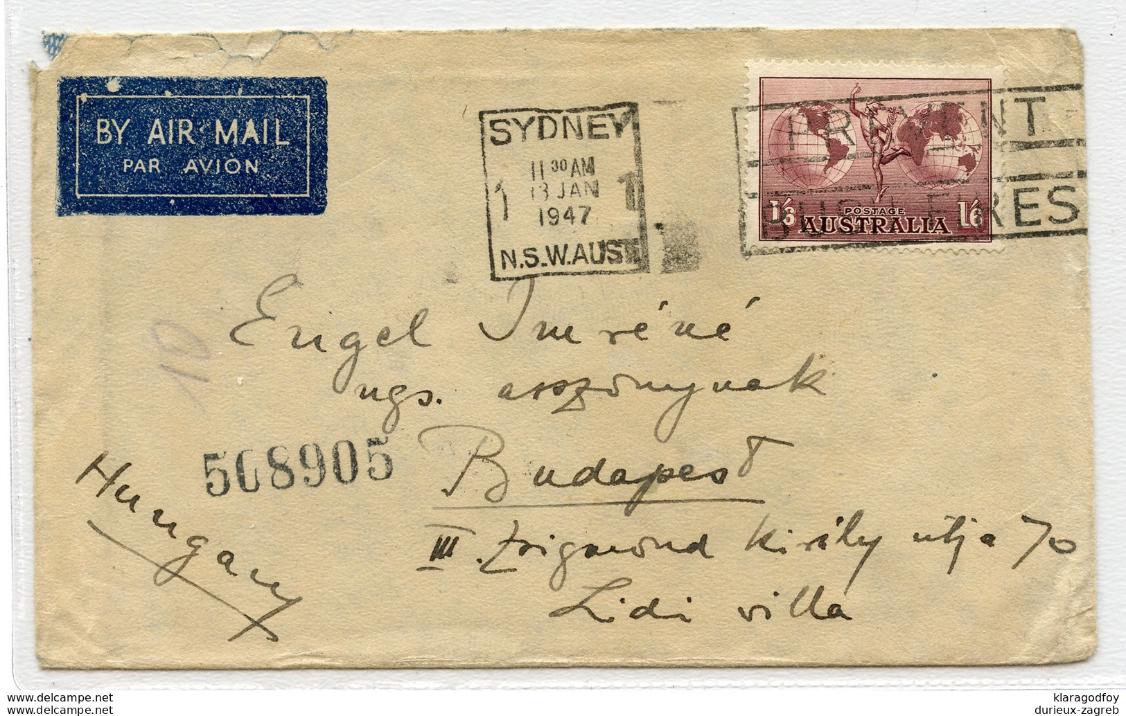 Australia, Letter Cover Airmail Travelled 1947 Sydney To Budapest B180702 - Brieven En Documenten