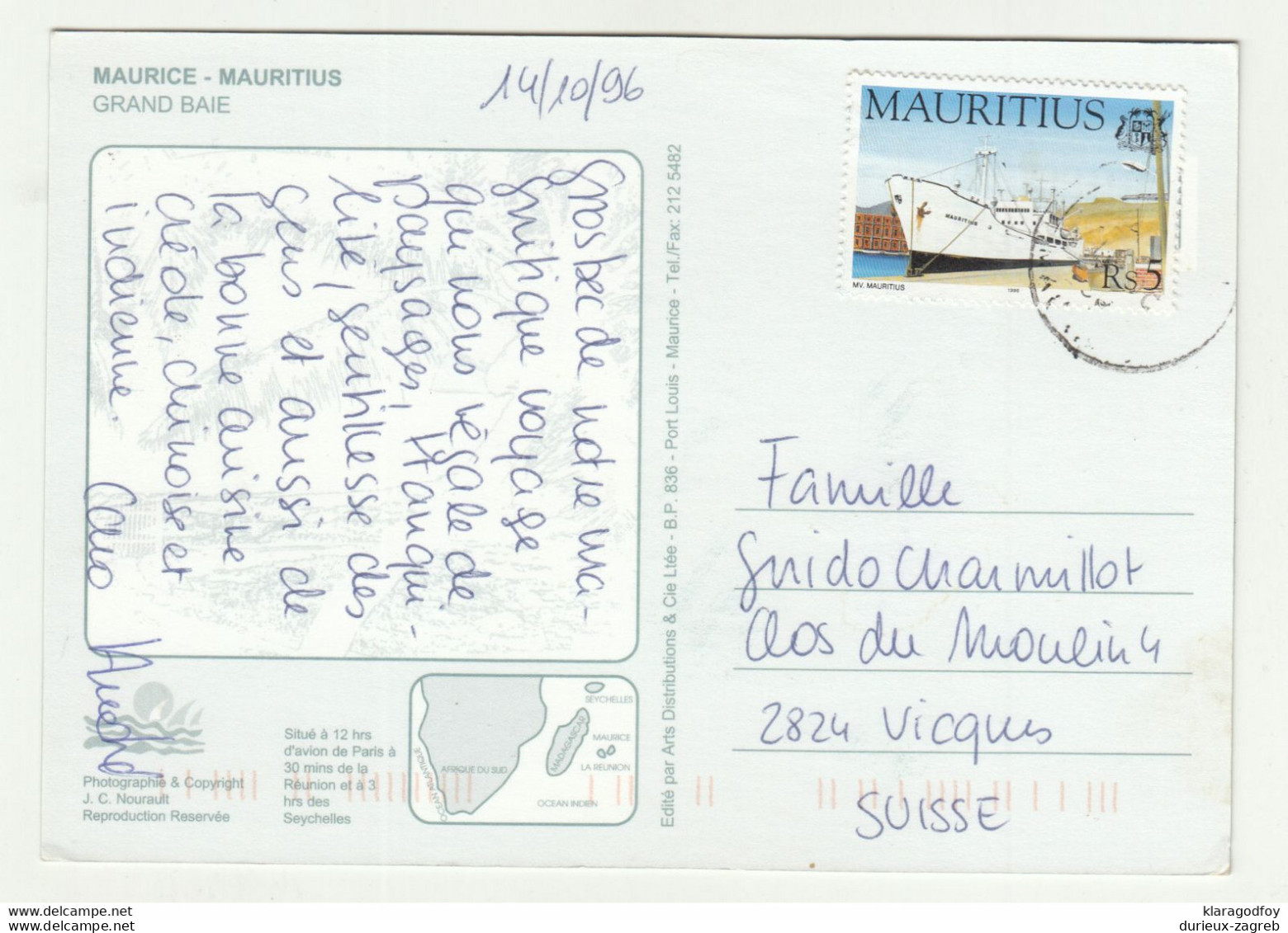 Mauritius Postcard Posted 1996 B210901 - Maurice
